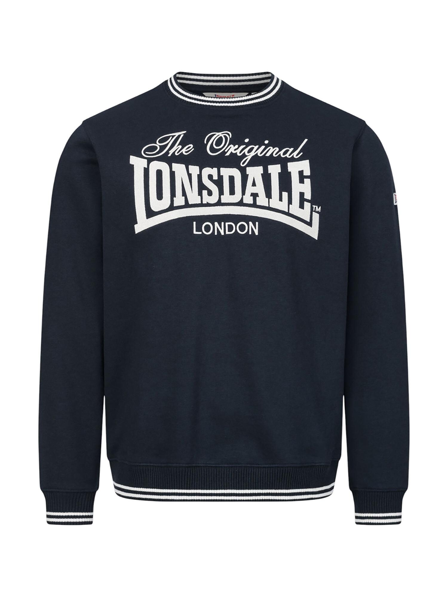 LONSDALE Bluză de molton Clifton  bleumarin / alb