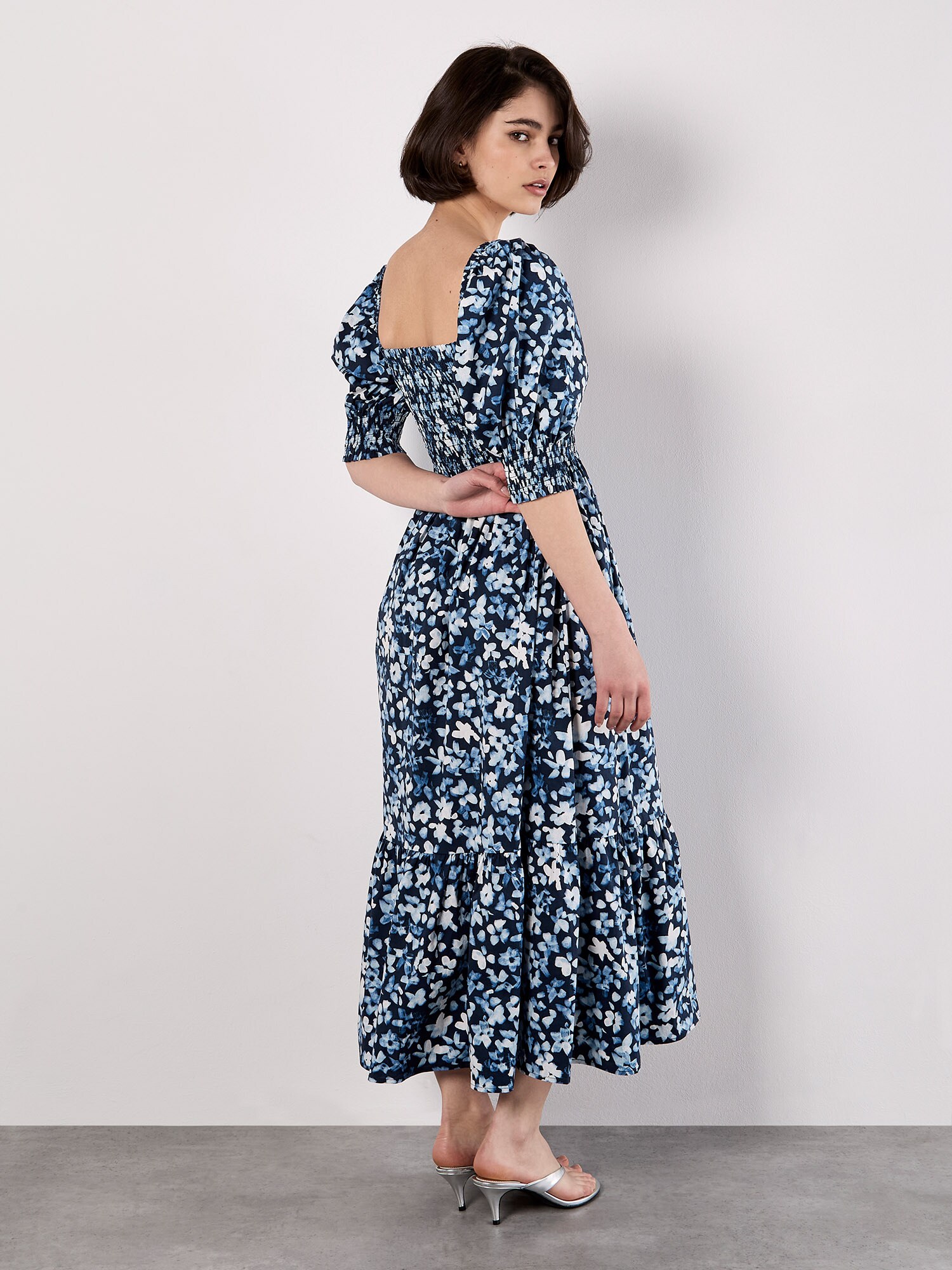 Thumbnail - Apricot Floral Milkmaid Midaxi Dress