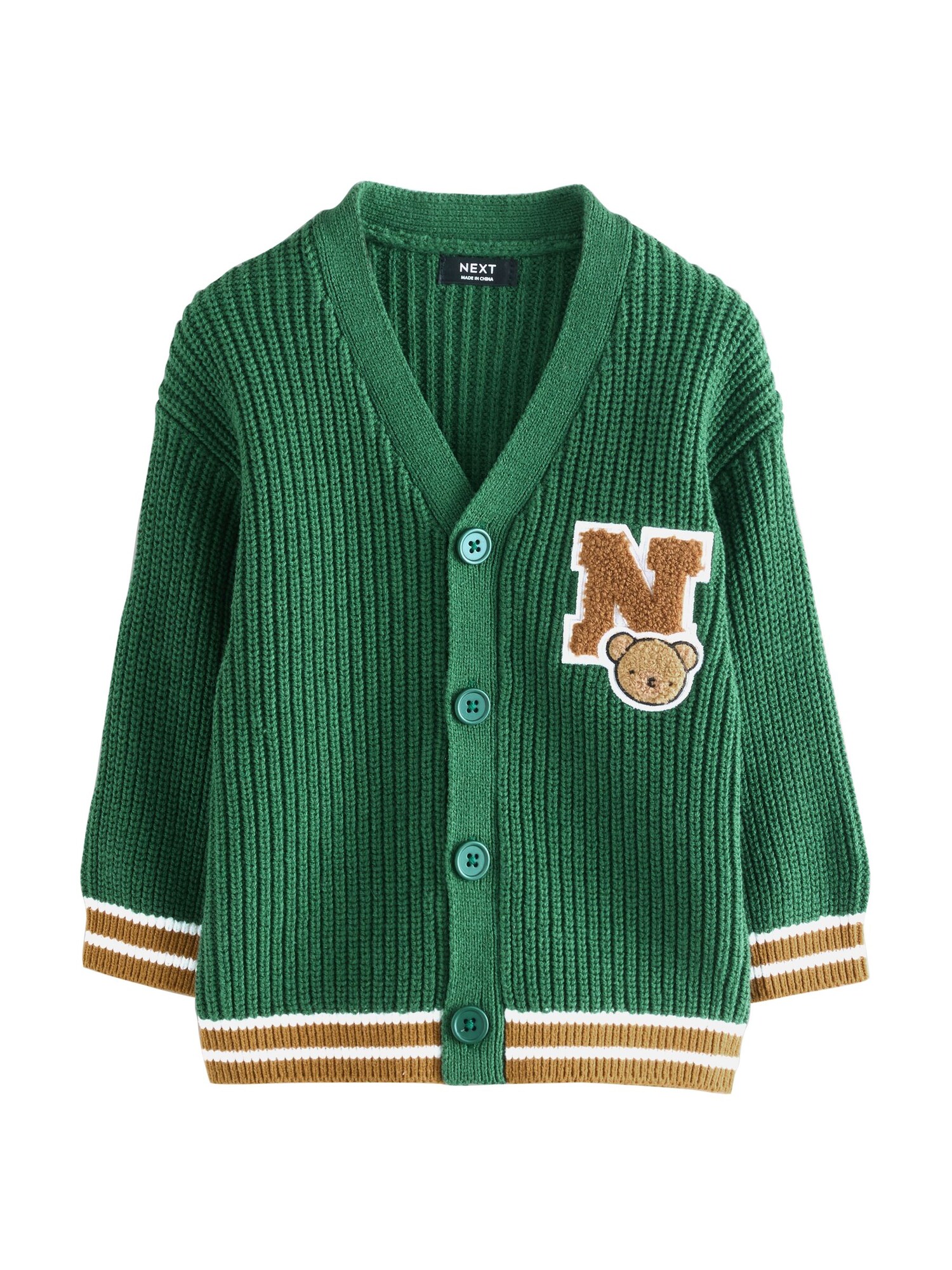 Next Geacă tricotată  maro pueblo / verde / alb