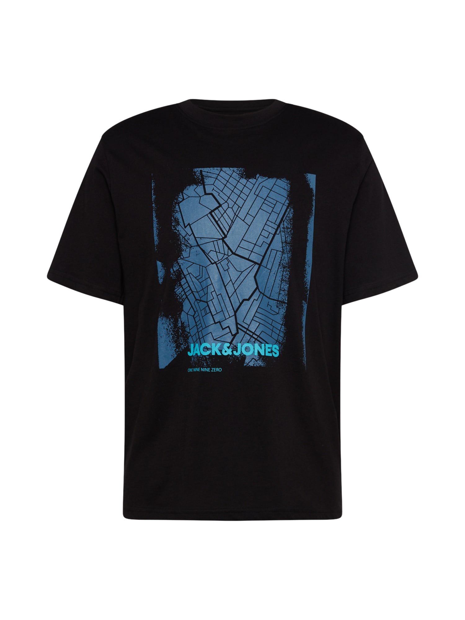 JACK & JONES Тениска  синьо / черно
