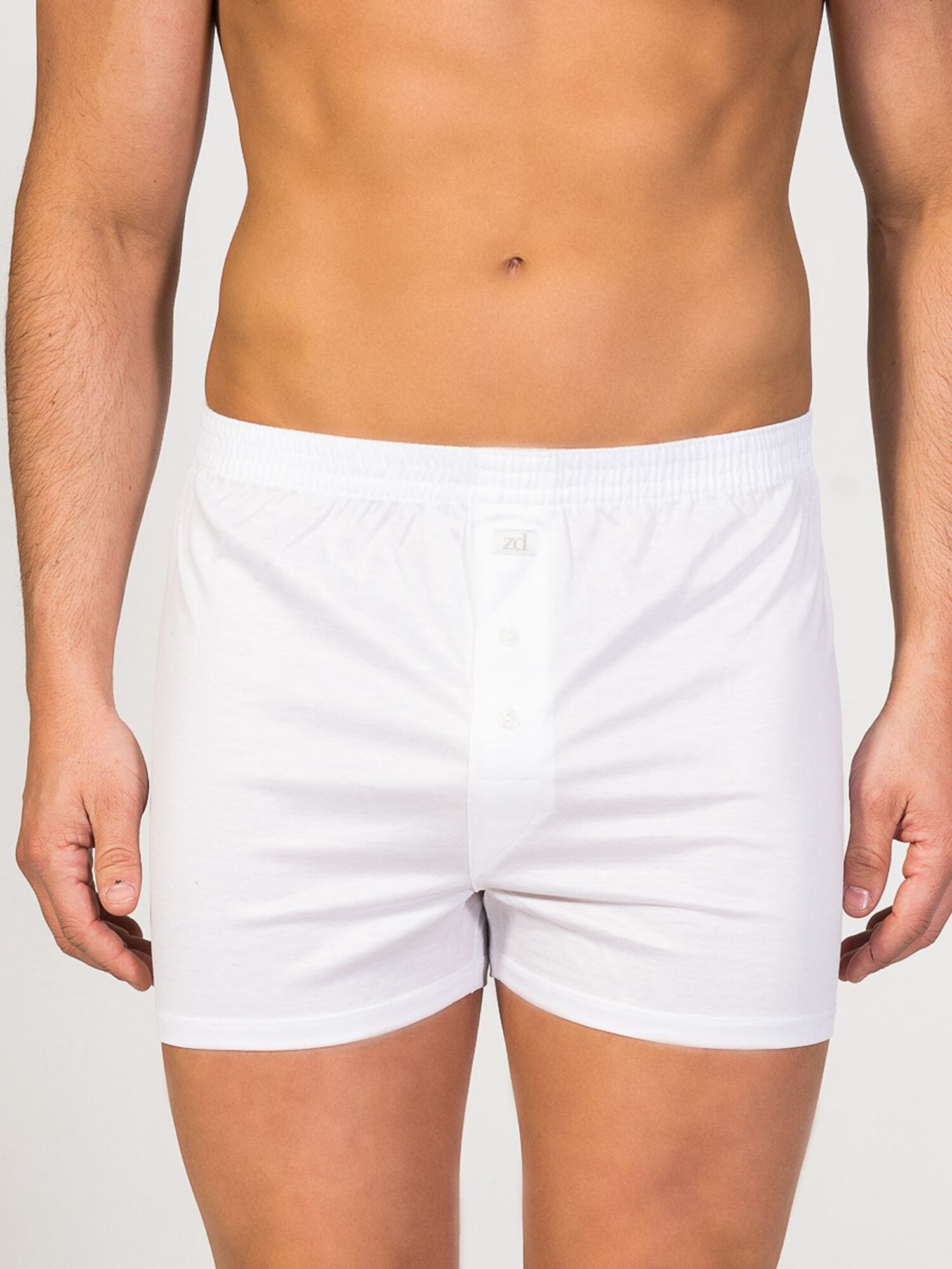 zd ZERO DEFECTS Calzoncillo boxer 'Button 100% Mercerized Cotton' blanco