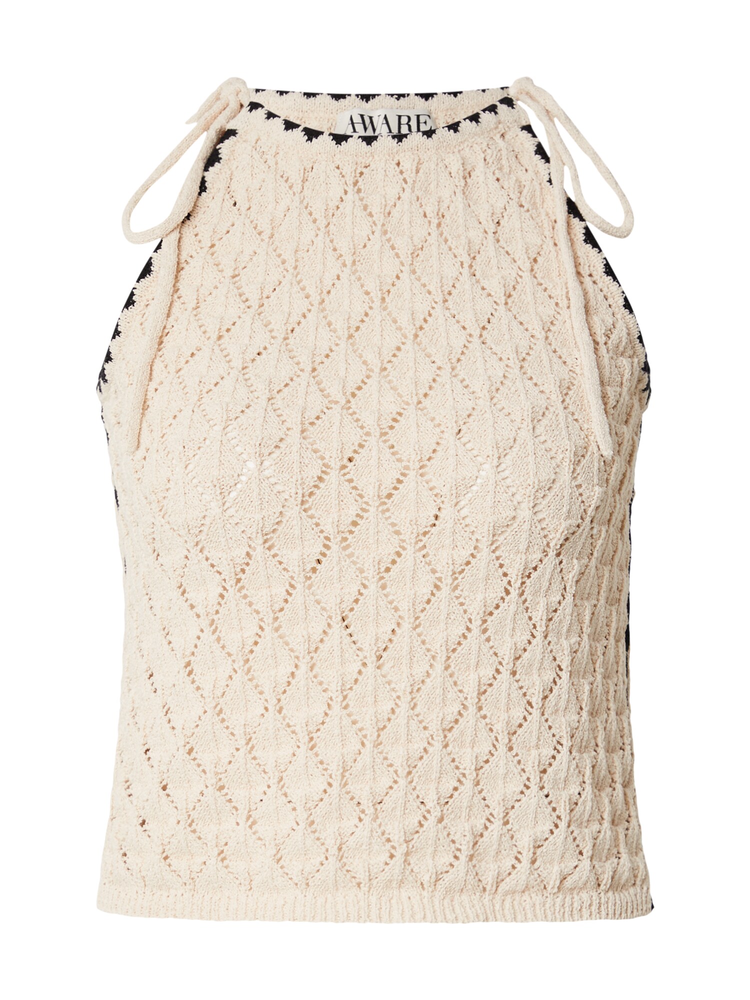 Aware Top brodat 'AWEvelyn'  ecru / negru