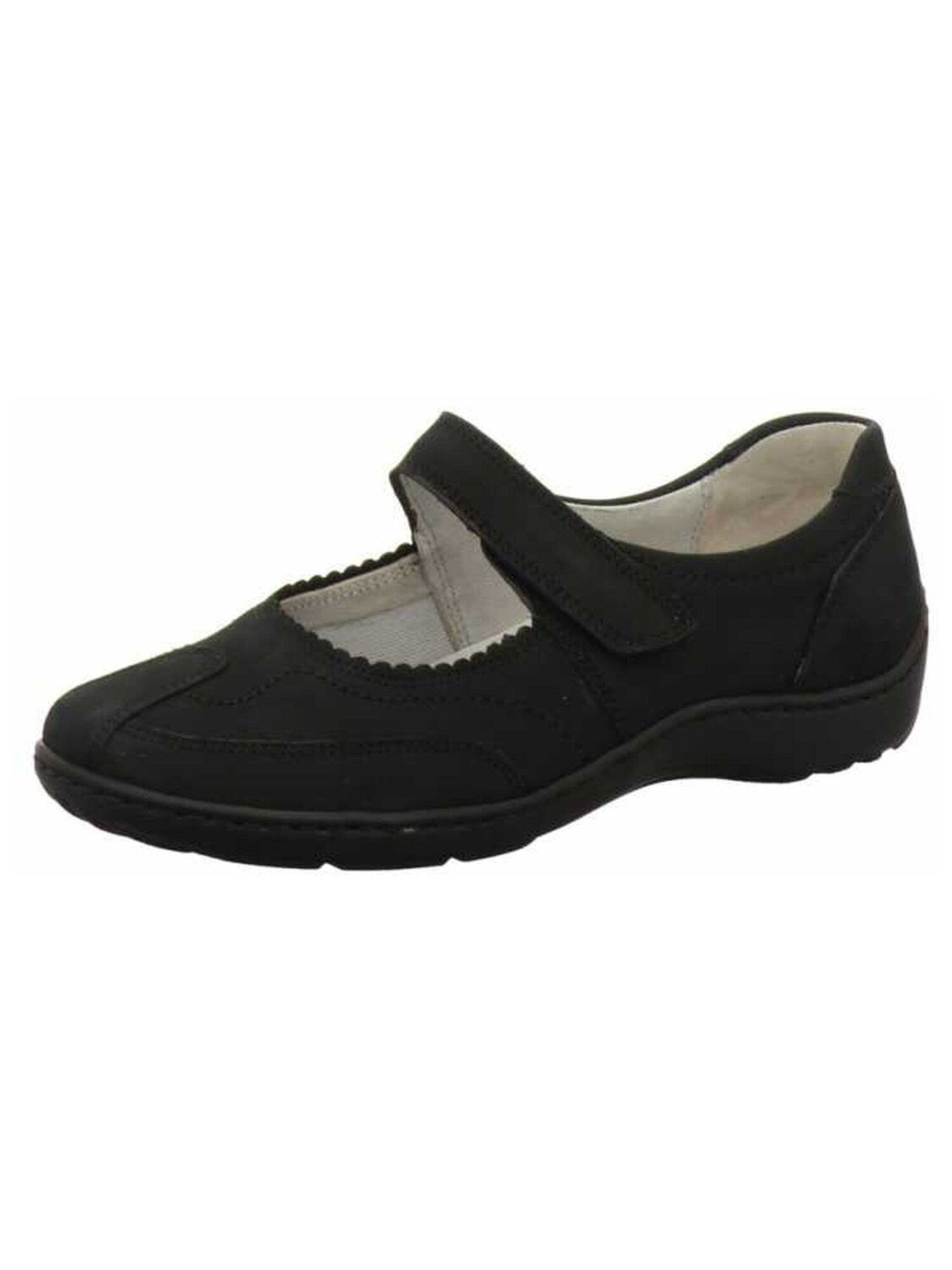 WaldlÄUfer Instappers 'Komfort Slipper Damen 496302 Henni H-Weite Black Echtleder In Schwarz' Zwart