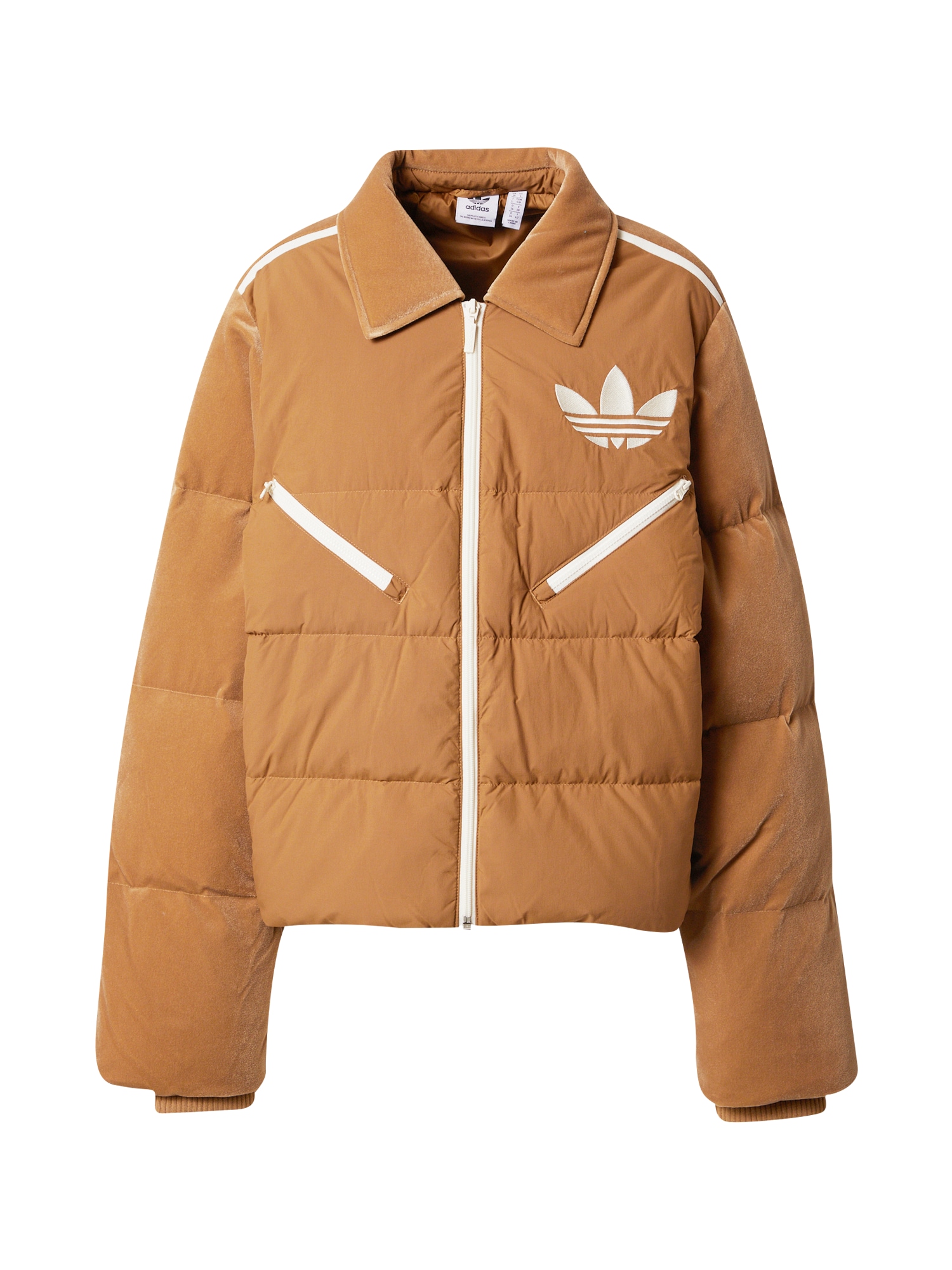 ADIDAS ORIGINALS Geacă de iarnă maro deschis / alb