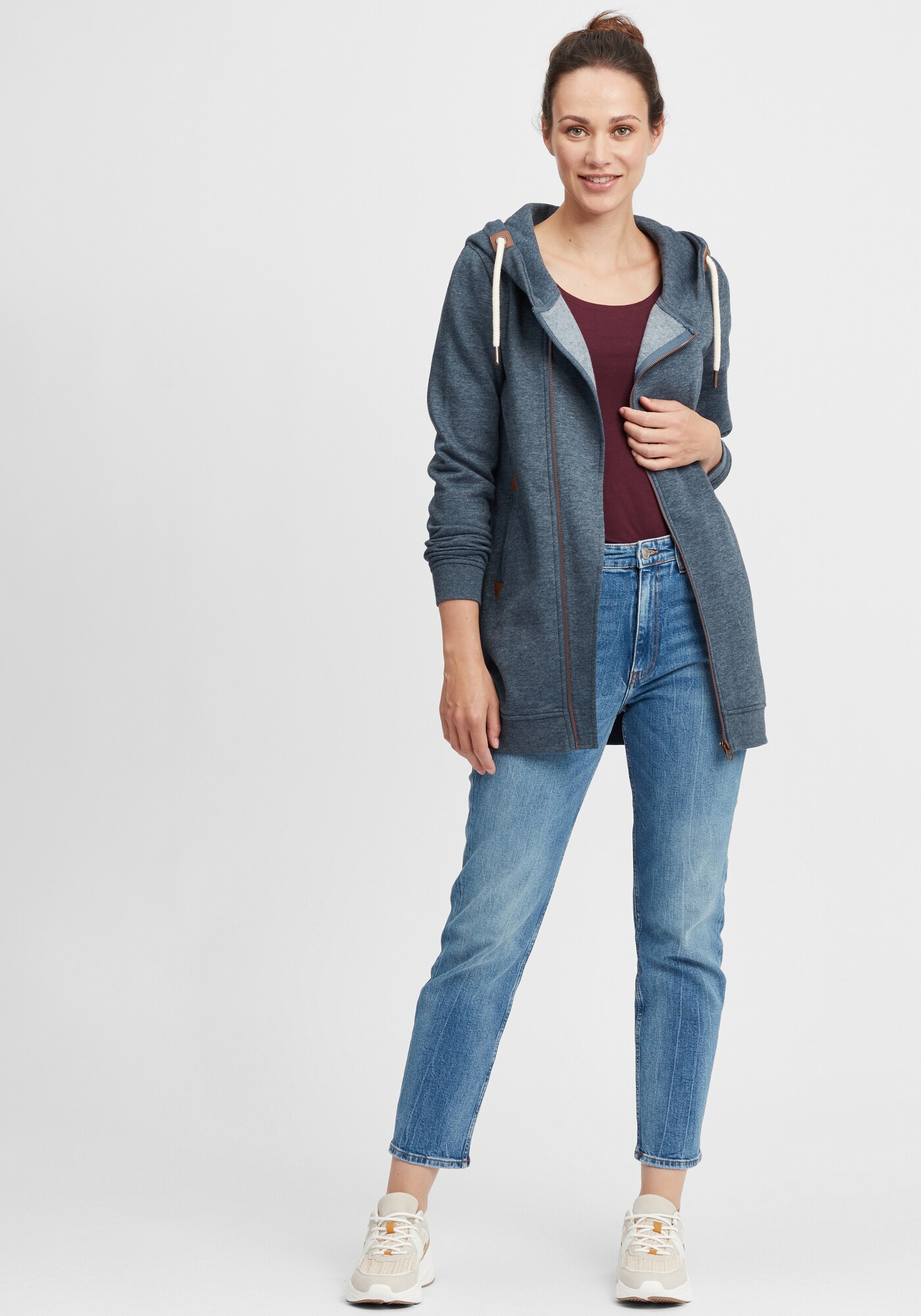 Thumbnail - Kapuzensweatjacke 'Vicky Zip Hood Long'