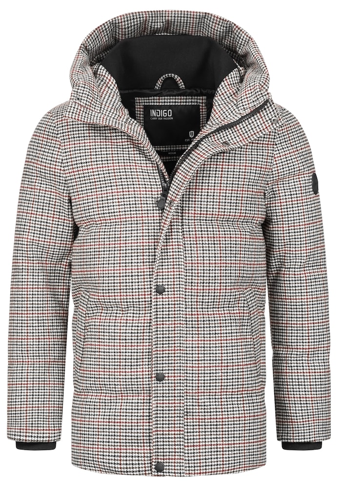 INDICODE JEANS Winterjacke 'Cuppert' Herren Größe M bordeaux / schwarz / weiß