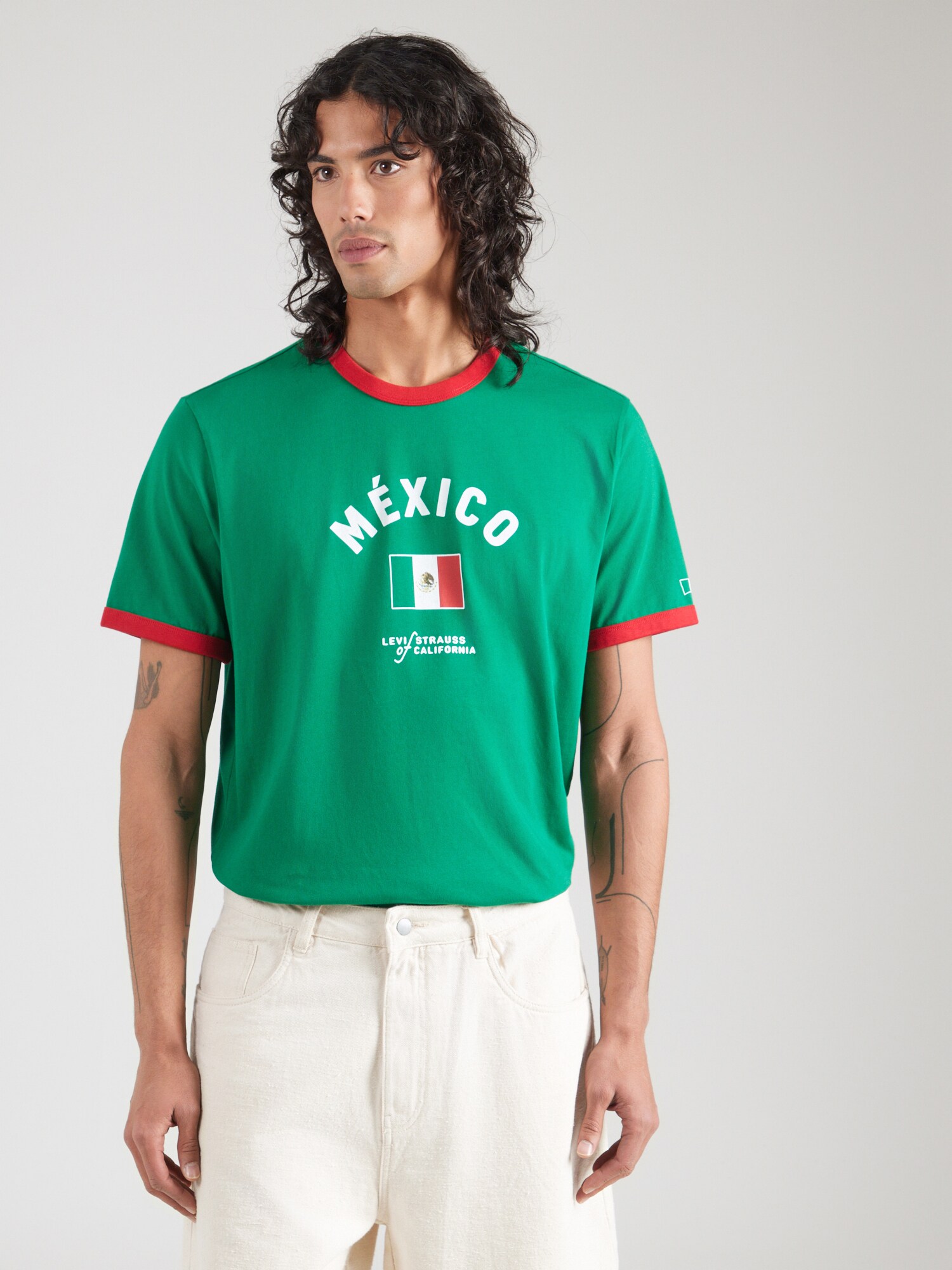 LEVI'S ® Camiseta 'Mexico Ringer Tee' verde / rojo / blanco – imagen 3