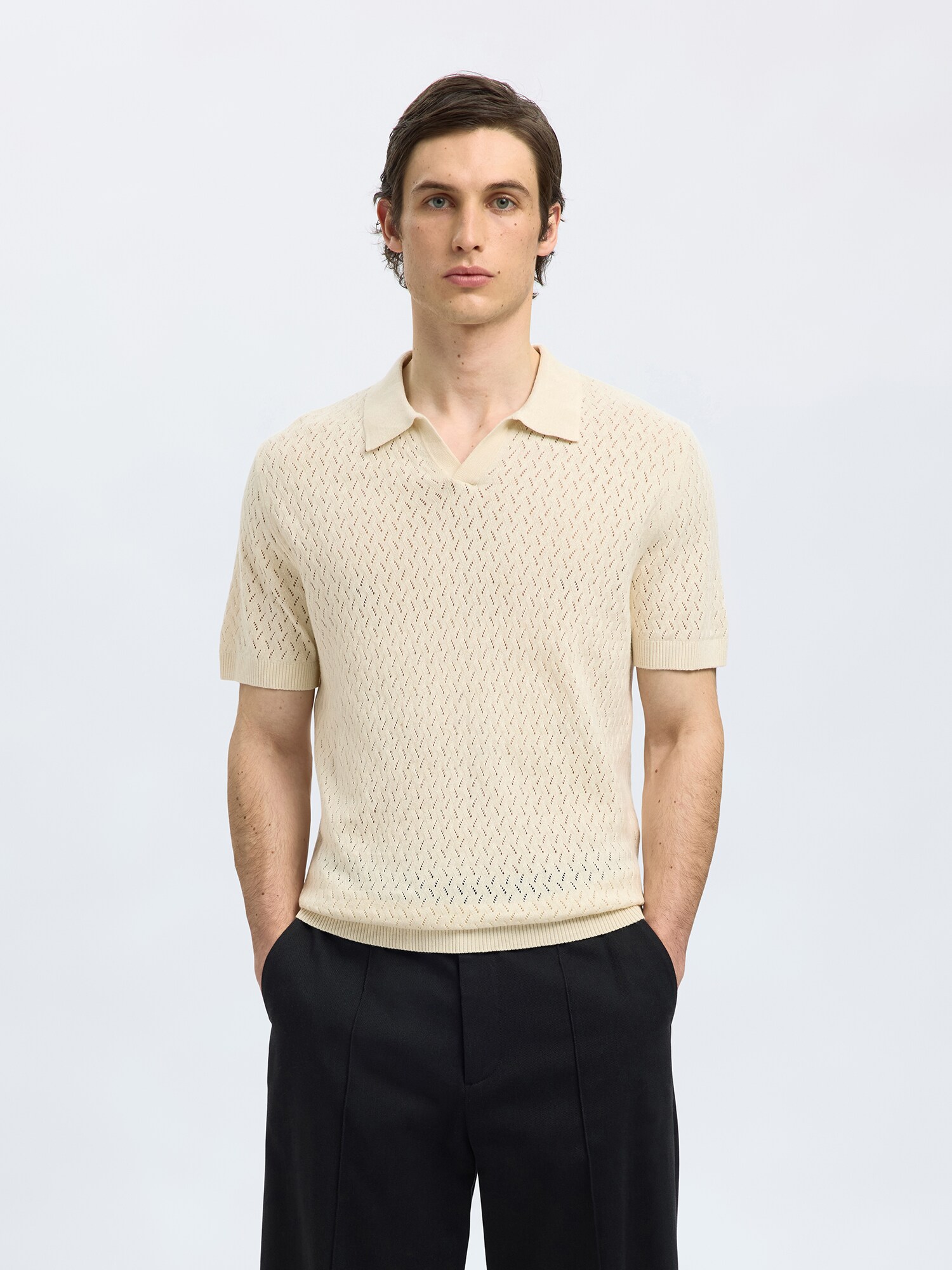SELECTED HOMME Pulóver 'SLHLino'  bézs termék 2. képe