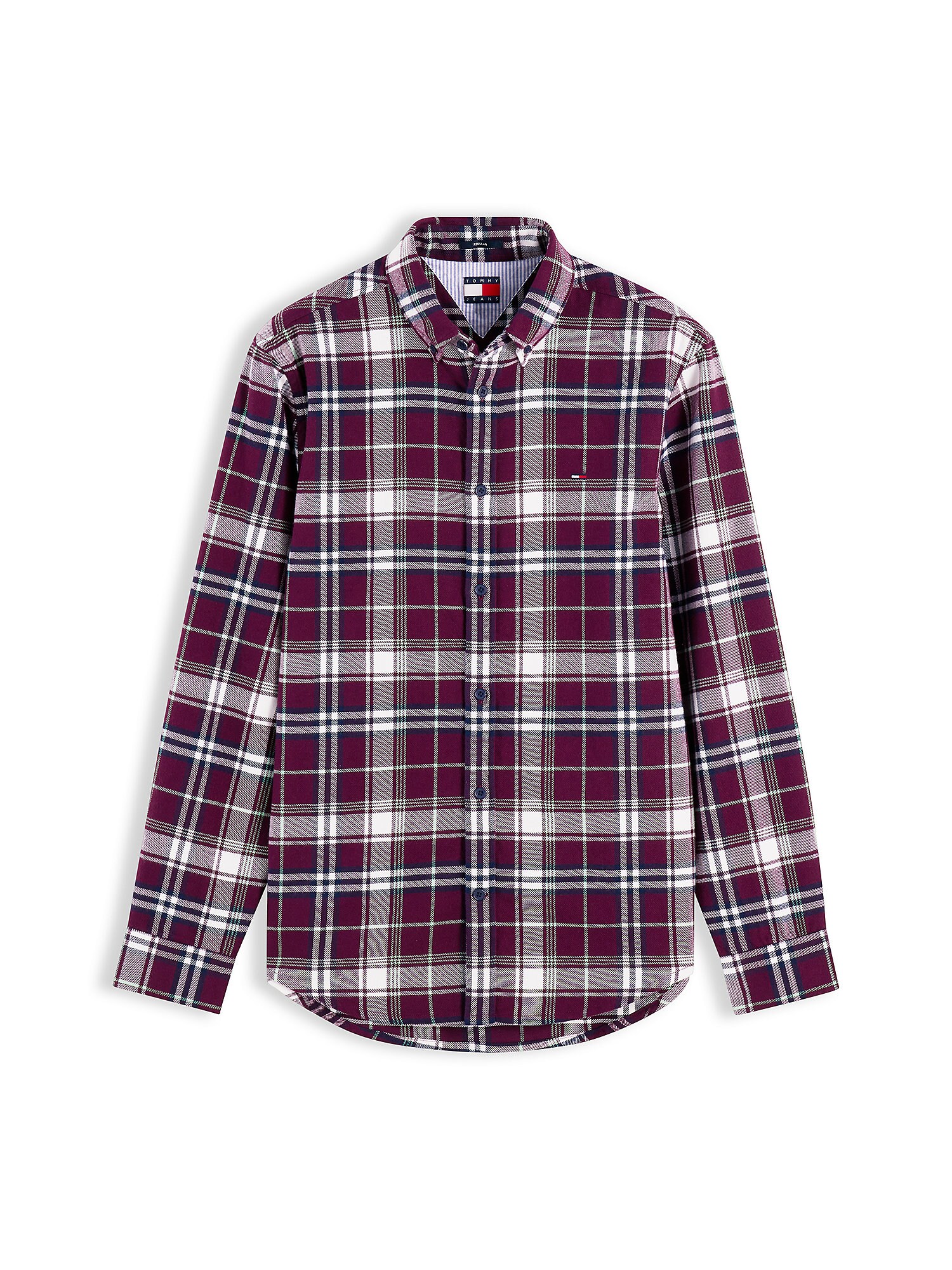 Tommy Jeans Cămașă bleumarin / mov zmeură / alb