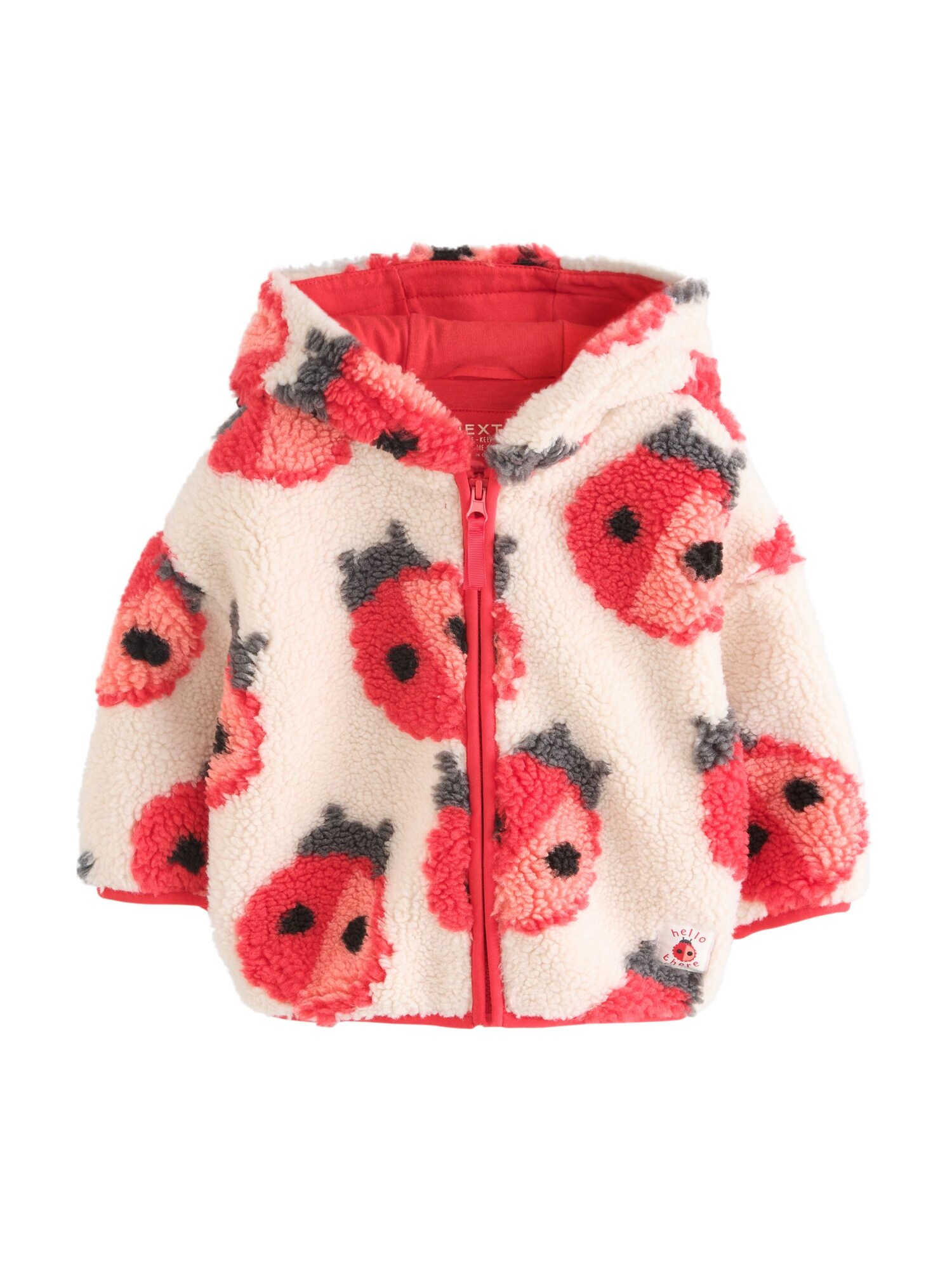Next Jachetă  fleece crem / gri închis / rosé / roșu