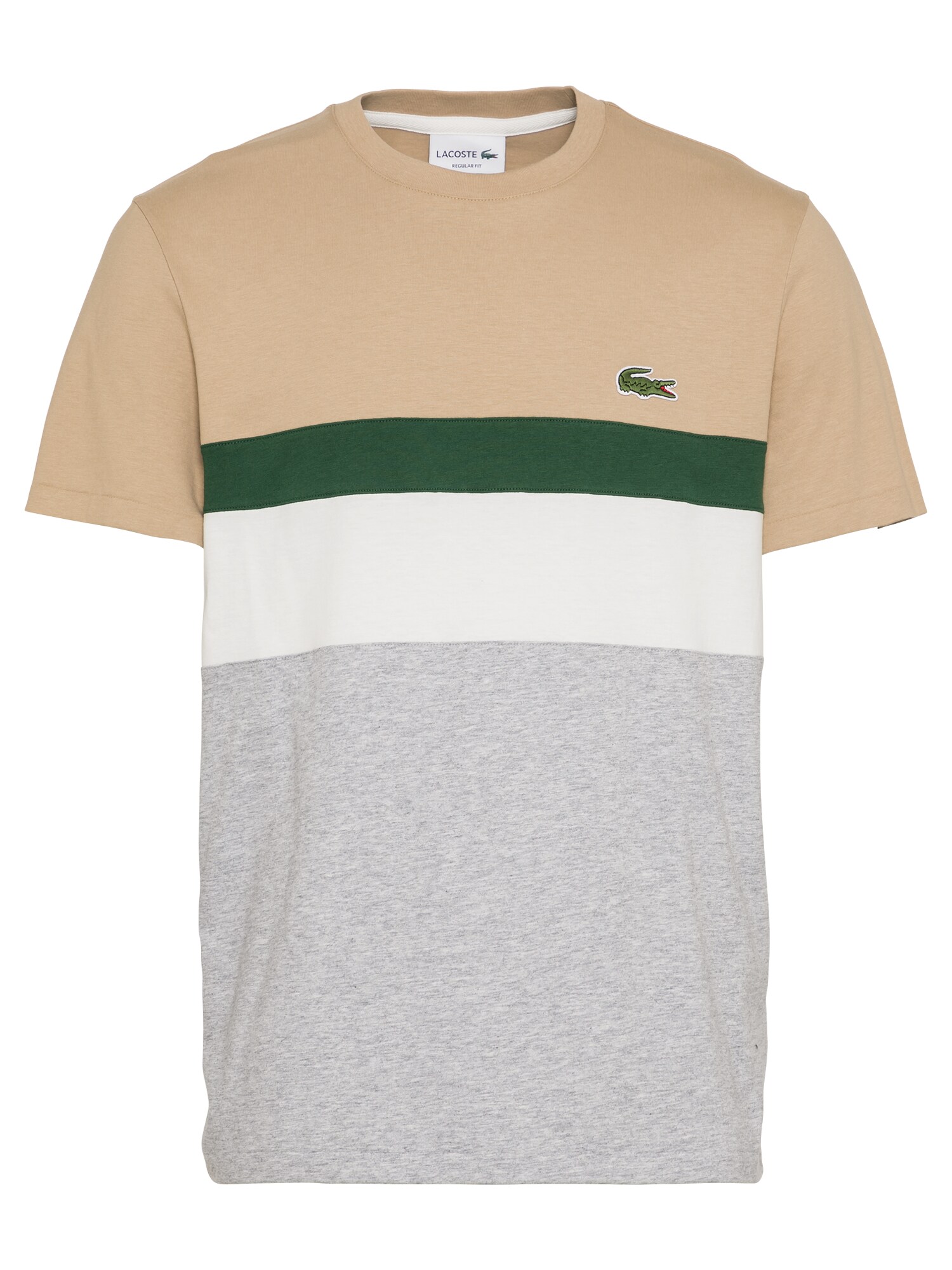 LACOSTE Marškinėliai  žalia / smėlio / margai pilka / balta