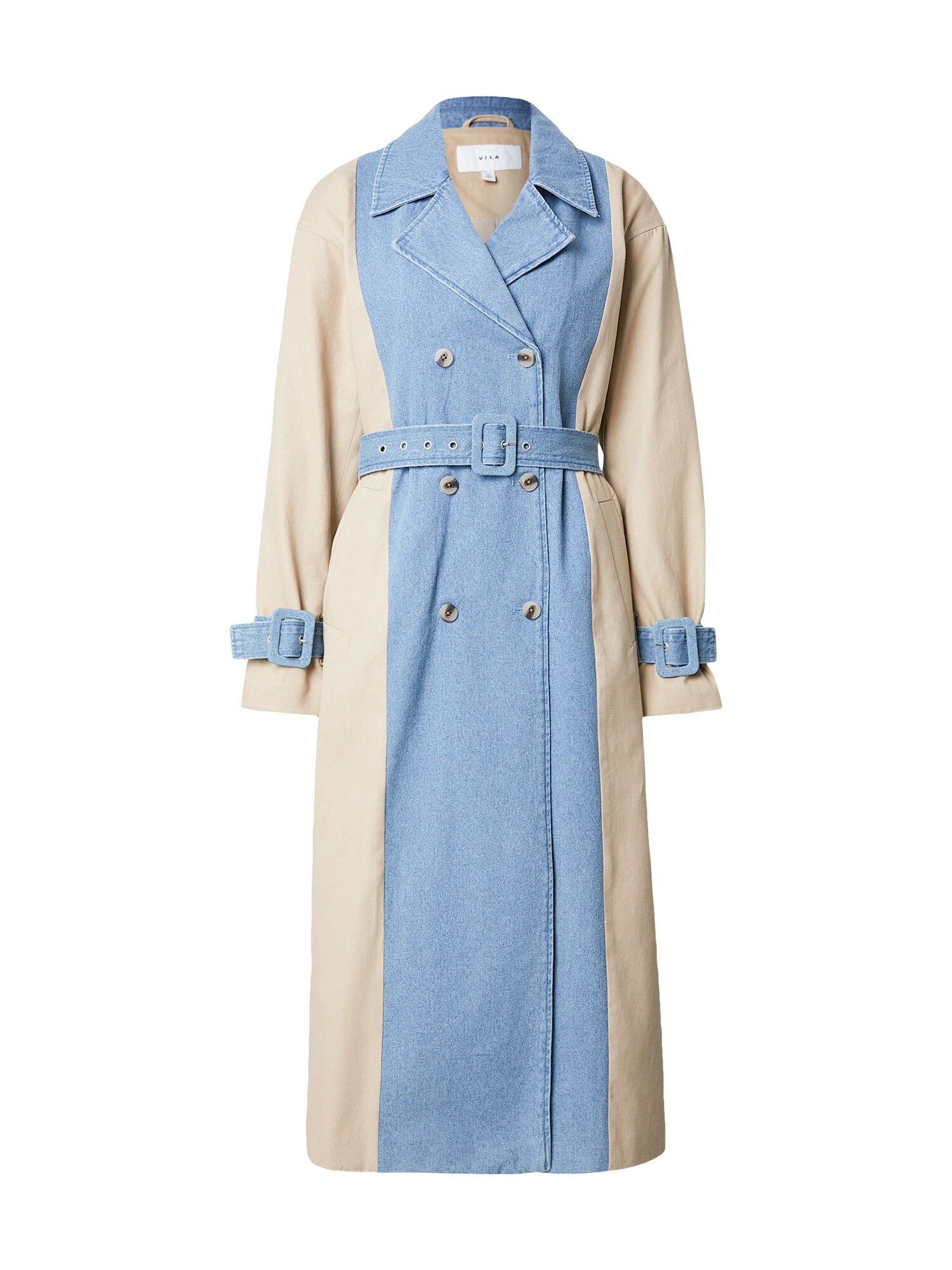 VILA Palton de primăvară-toamnă VIBERA  bej / albastru denim