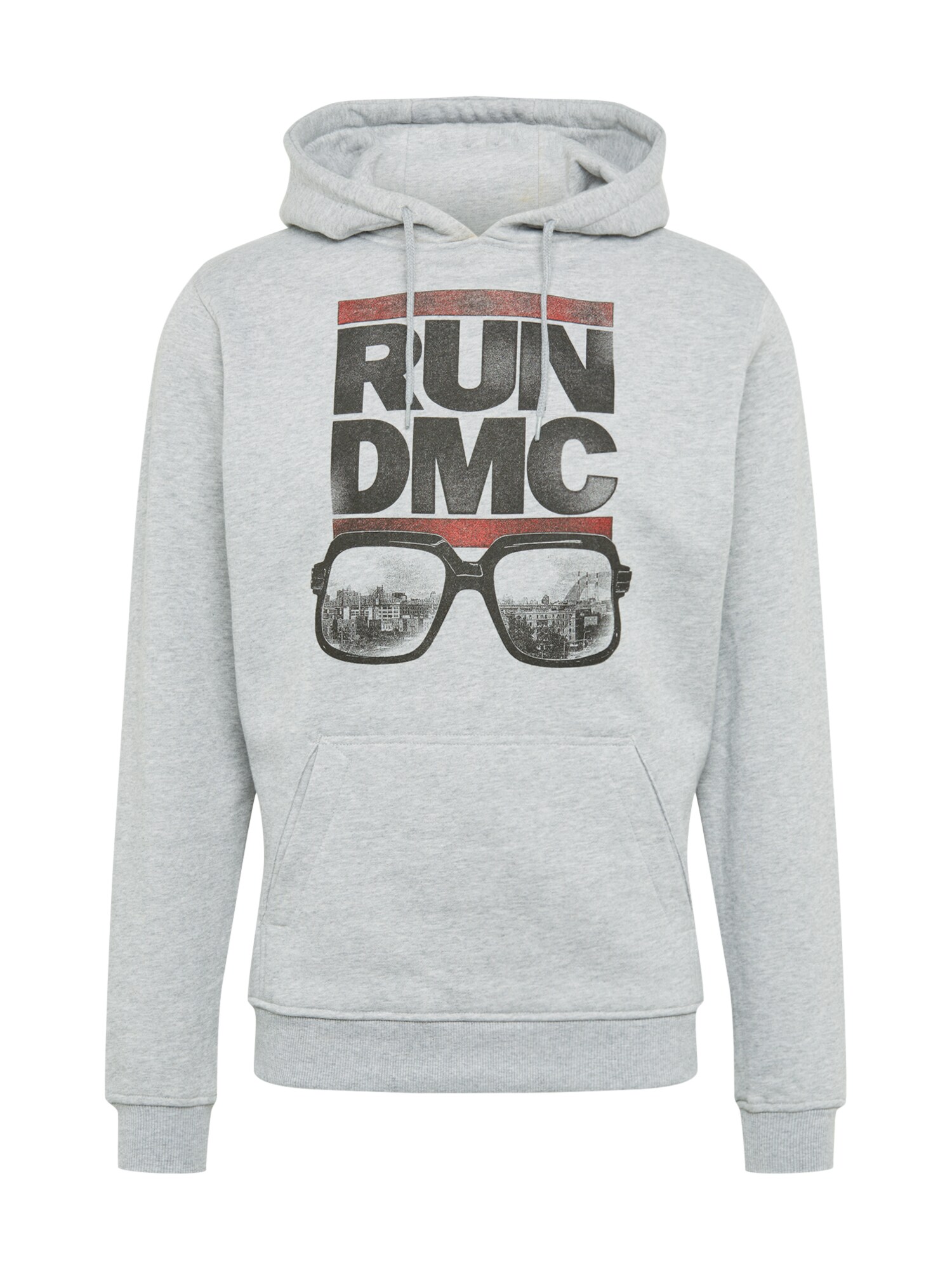 Mister Tee Megztinis be užsegimo 'Run DMC City Glasses'  margai pilka / juoda / raudona