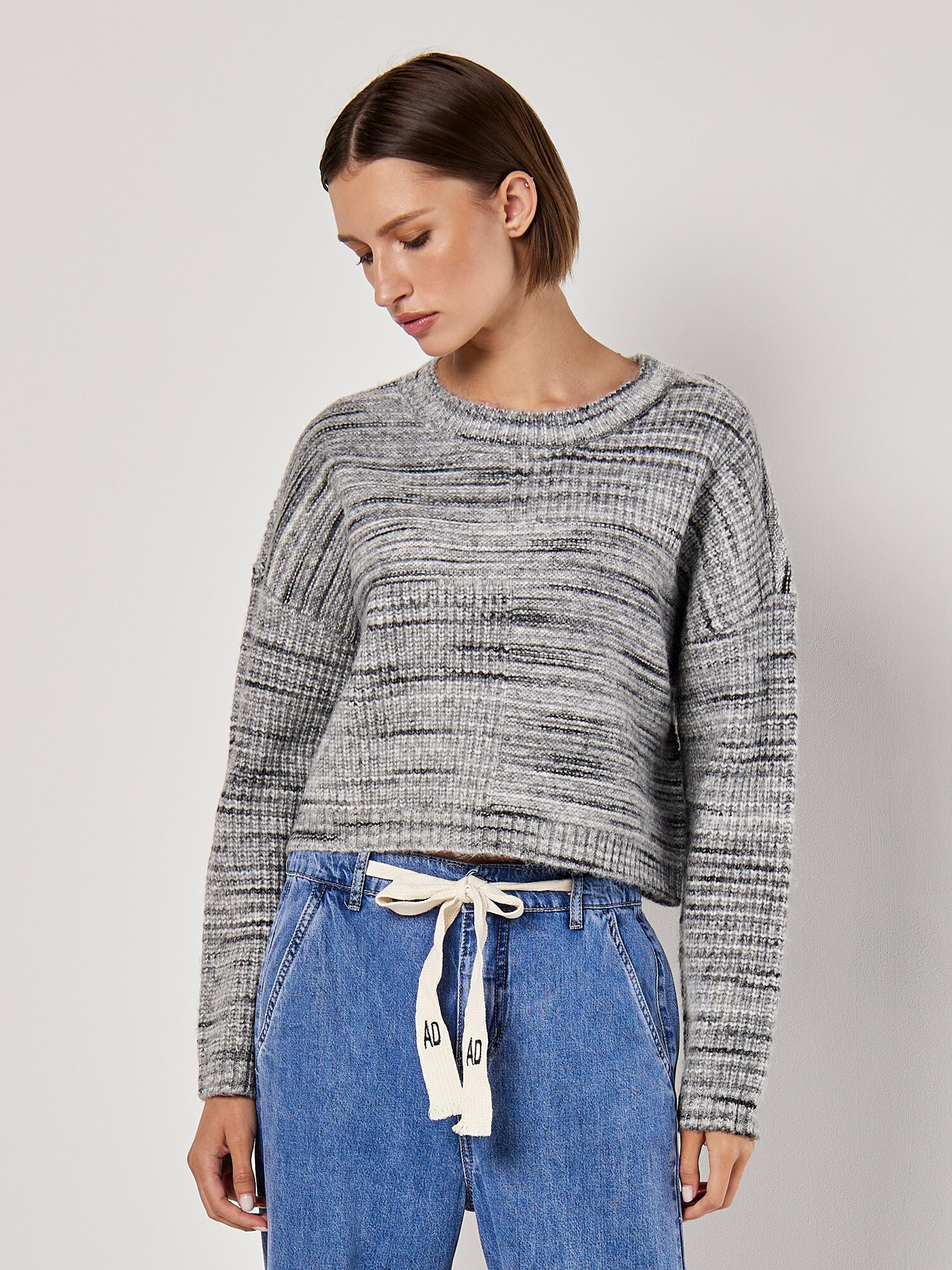 Thumbnail - Apricot Space Dye Boxy Cropped Jumper