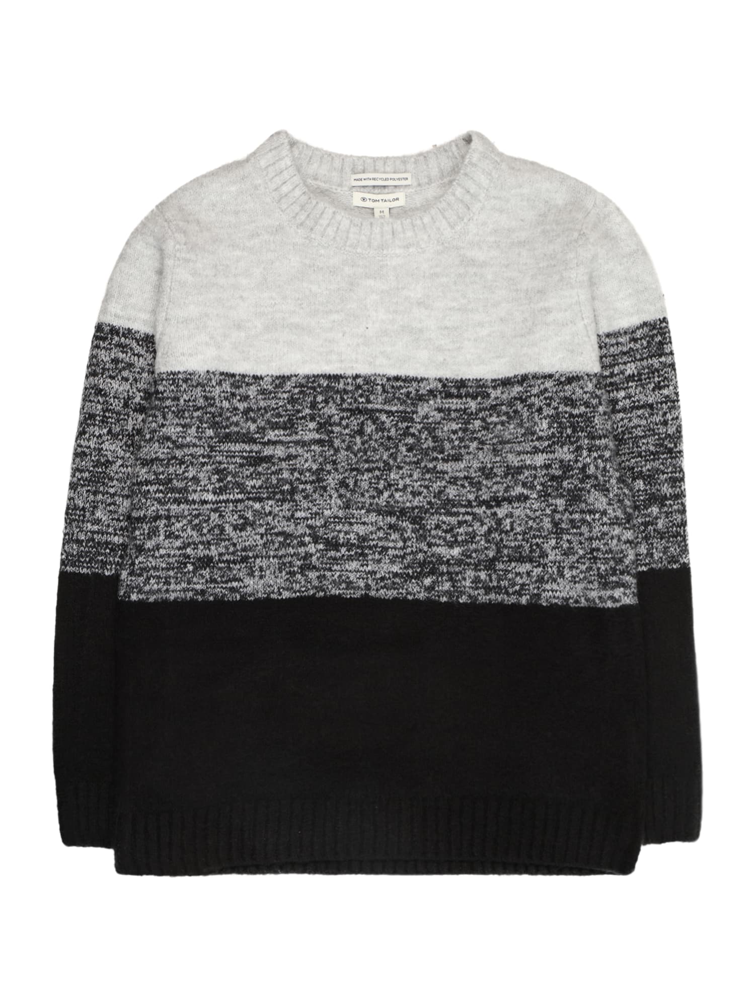 TOM TAILOR - TOM TAILOR Pullover  acinzentado / preto / mosqueado preto TOM TAILOR Pullover  acinzentado / preto / mosqueado preto