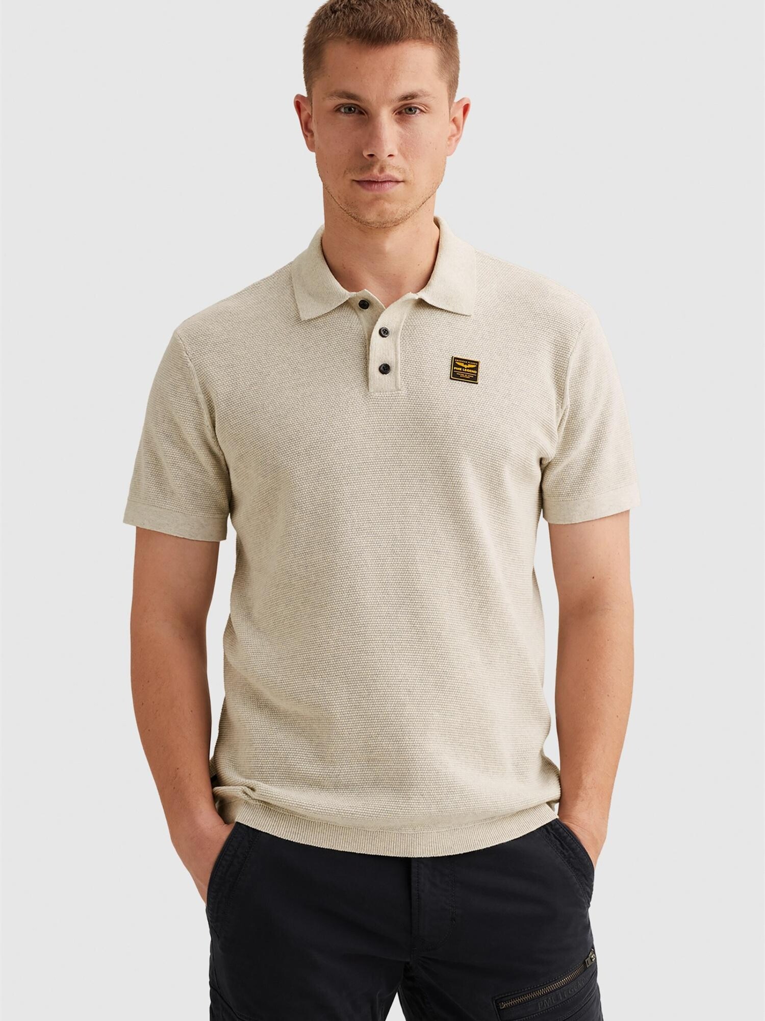 Pme Legend Shirt 'Polo Shirt With Waffle Texture' Offwhite