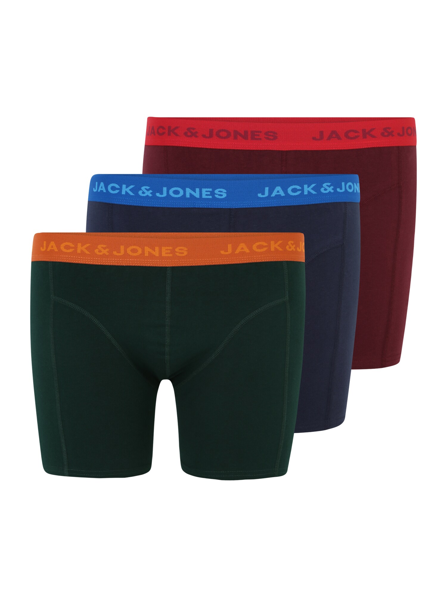 Jack & Jones Plus Boxer trumpikės 'JETT' tamsiai mėlyna / turkio spalva / tamsiai žalia / vyno raudona spalva