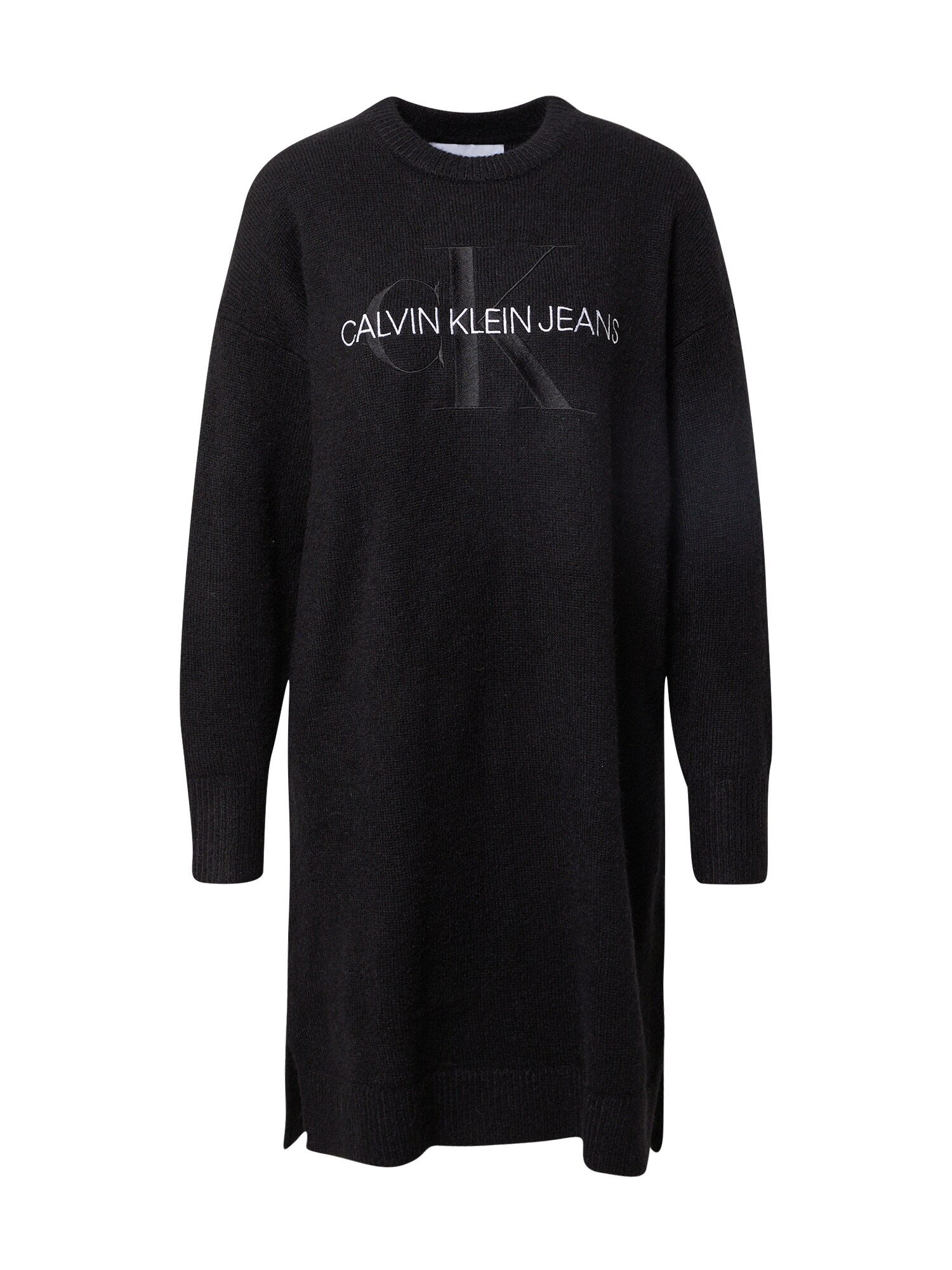 Calvin Klein Jeans Megzta suknelė juoda / balta