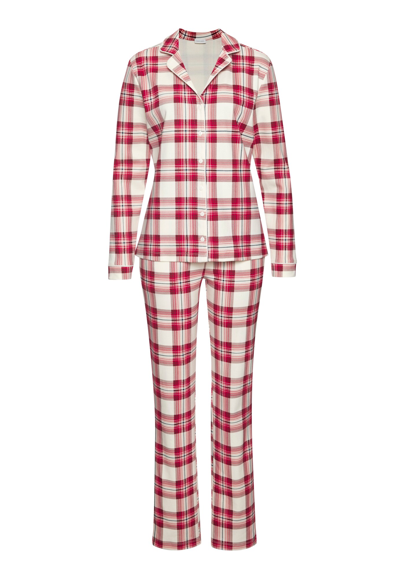 LASCANA Pijama  sângeriu / alb