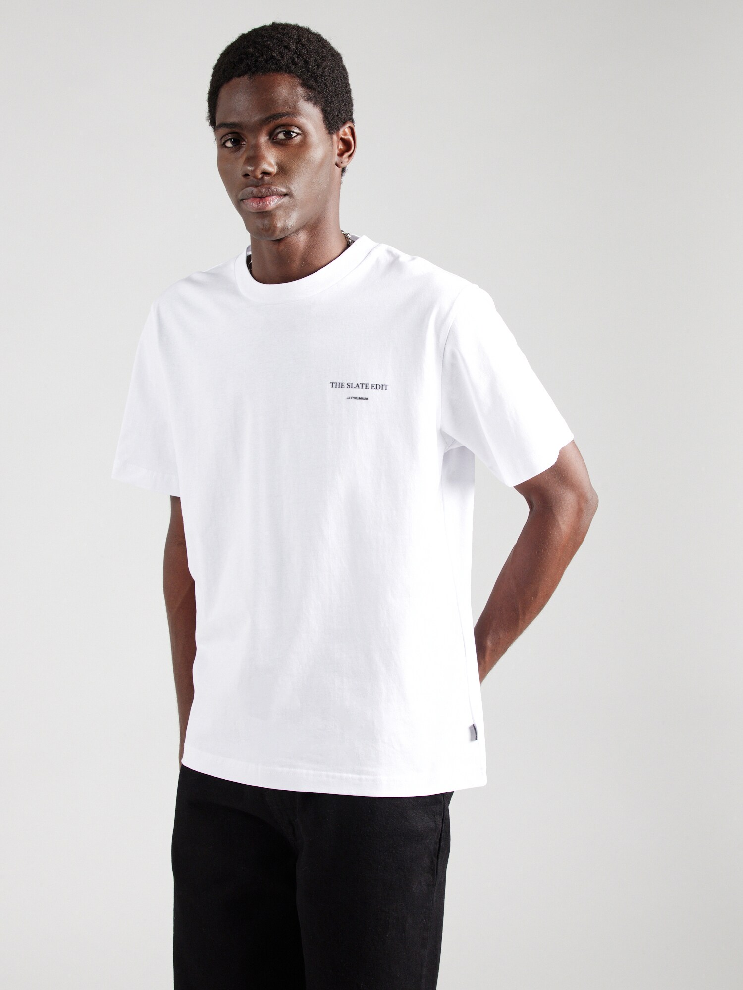 Jack & Jones Premium Póló 'JPRBLAFLINT'  fekete / fehér termék 2. képe