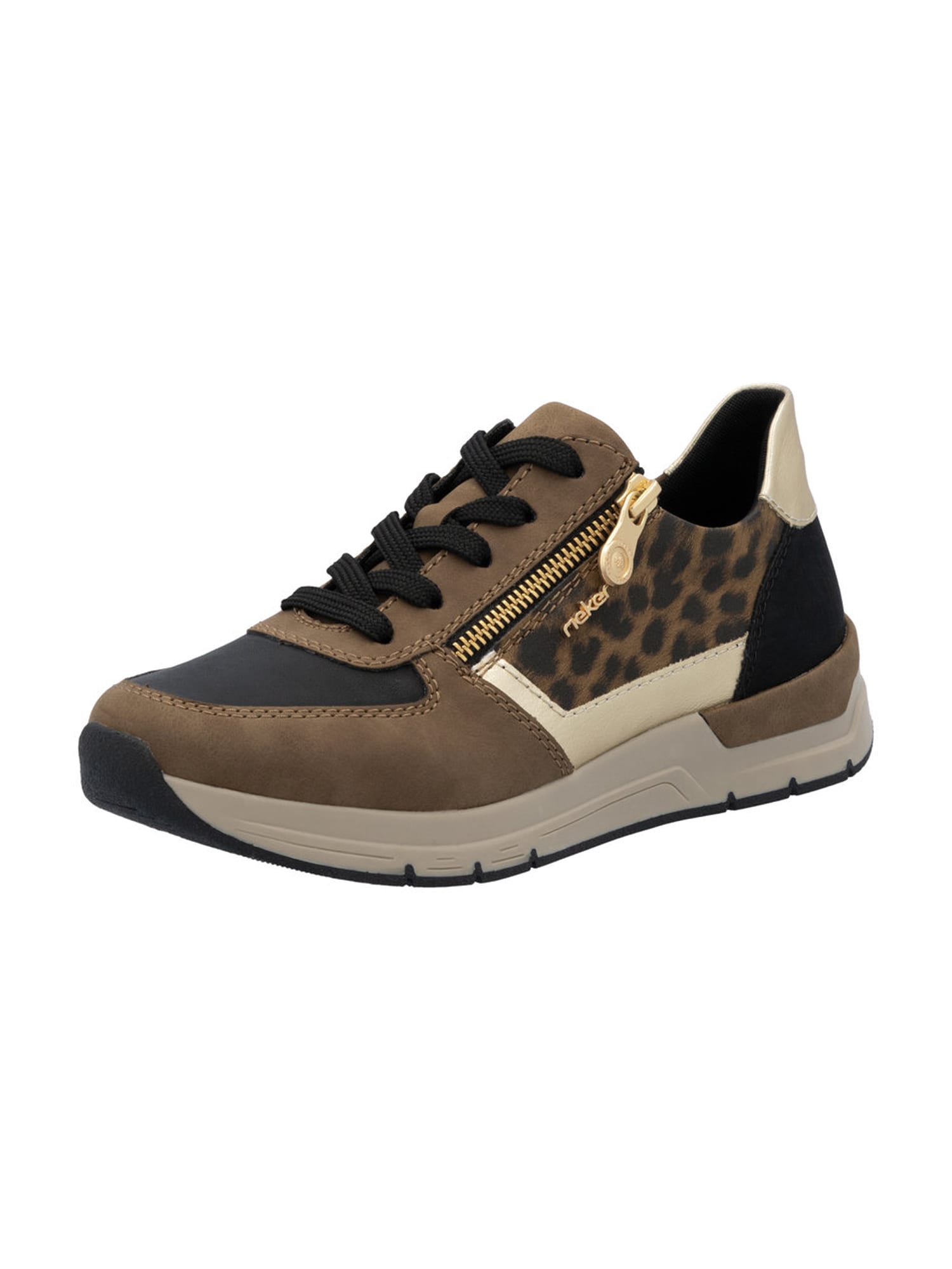 Rieker Pantofi cu șireturi sport ecru / ombră / negru
