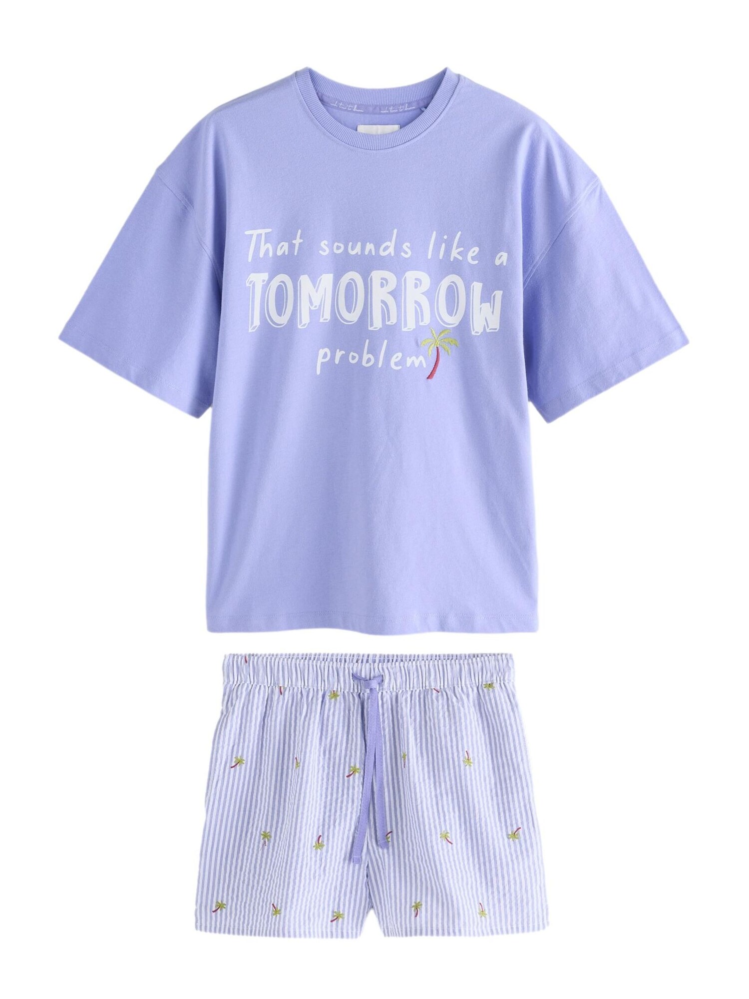 Next Pijama  albastru deschis / maro / verde kiwi / alb murdar
