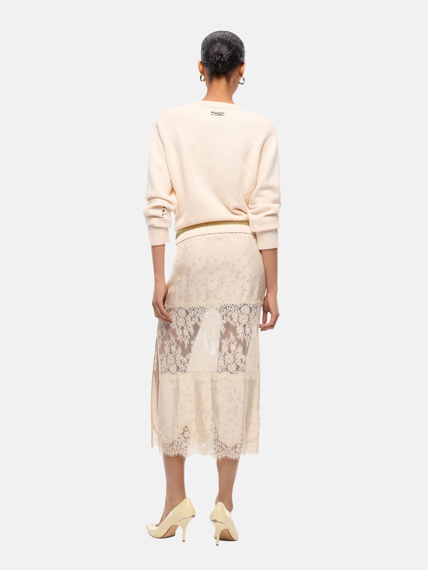 PINKO Jersey 'PINKO BERNA PULL ARGYLE TRAFORATO Maglieria'  beige – imagen 4