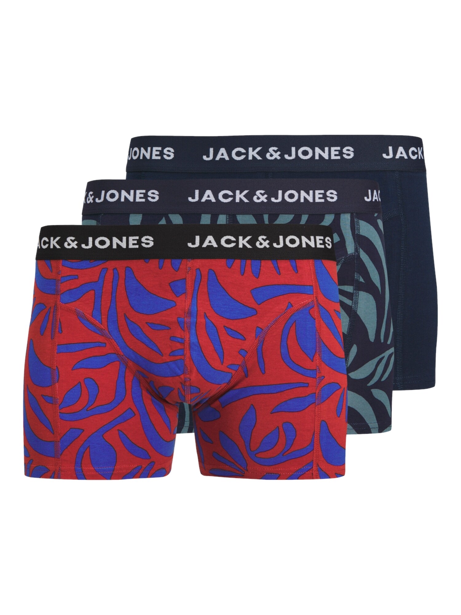 JACK & JONES Boxerky  námornícka modrá / modrozelená / červená