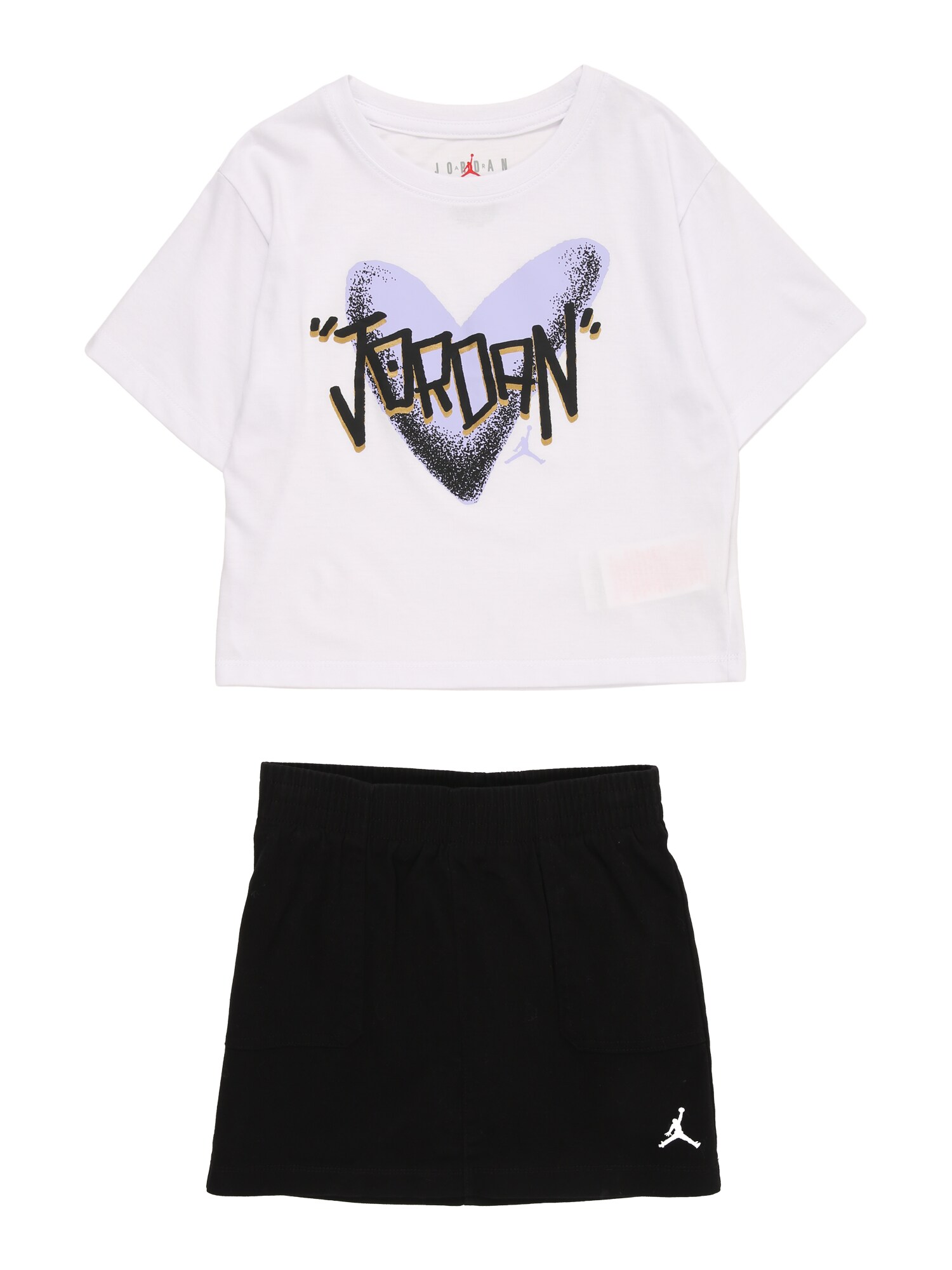 Jordan Set I HEART mov pastel / negru / alb