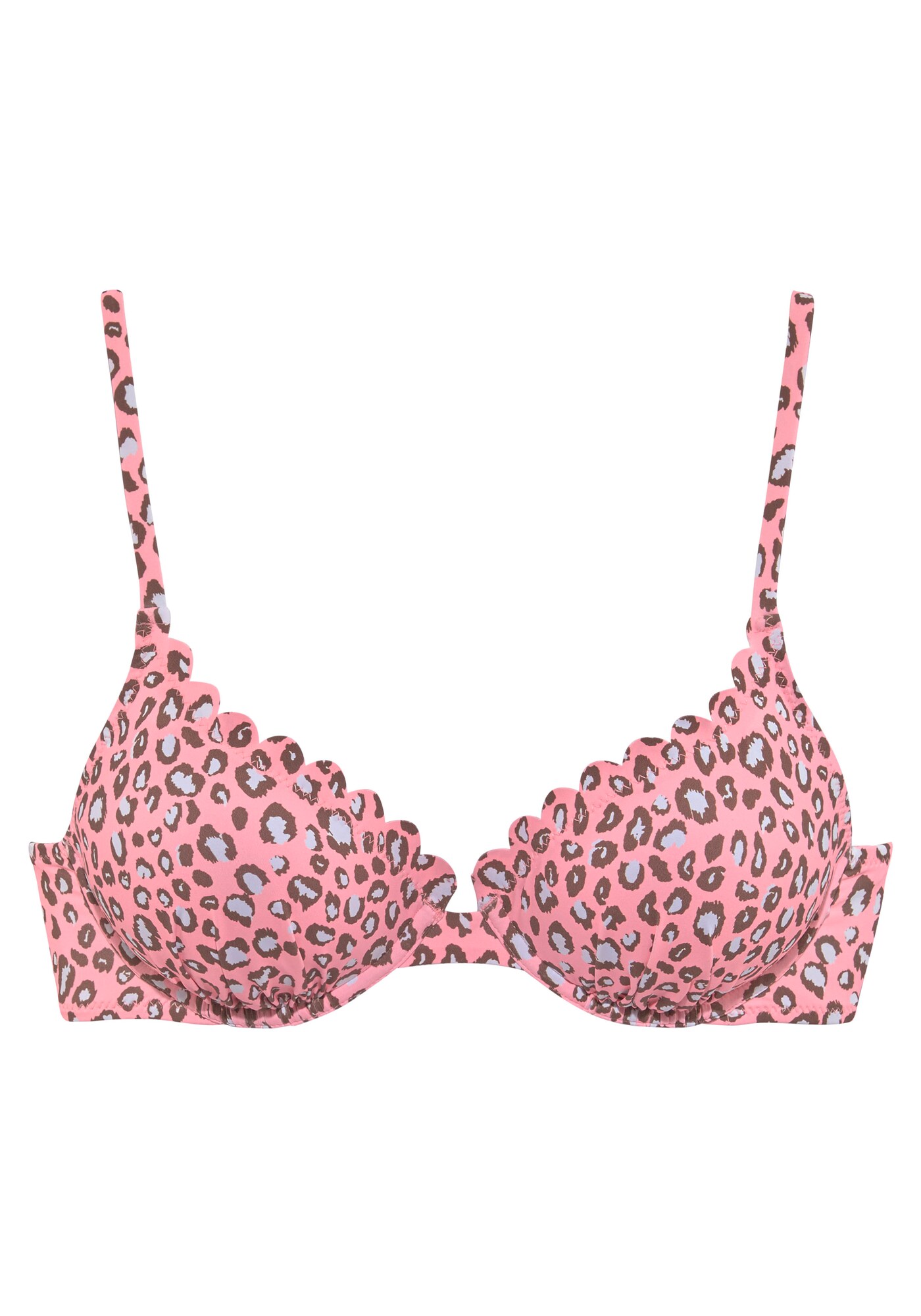 LASCANA Bikinový top  hnedá / ružová / biela