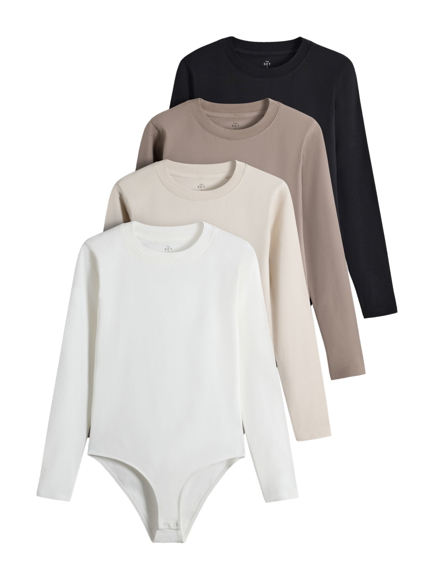 The Set Tricou body ecru / gri taupe / negru / alb