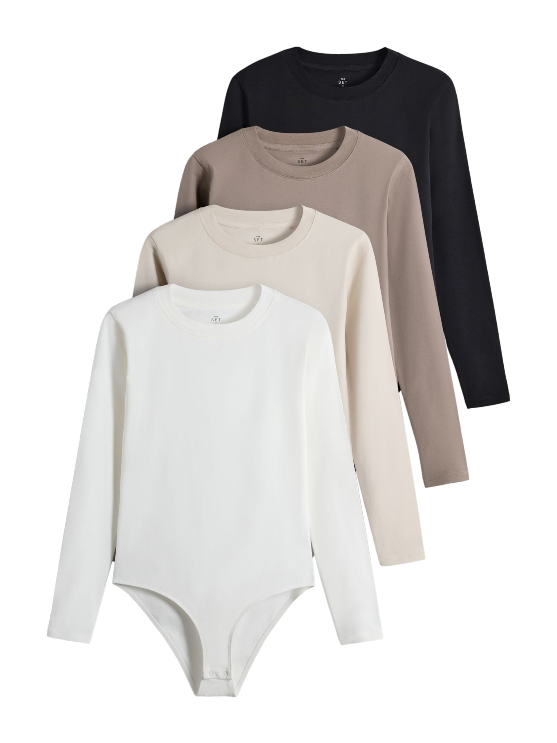 The Set T-shirtbody ecru / taupe / svart t-shirts dam