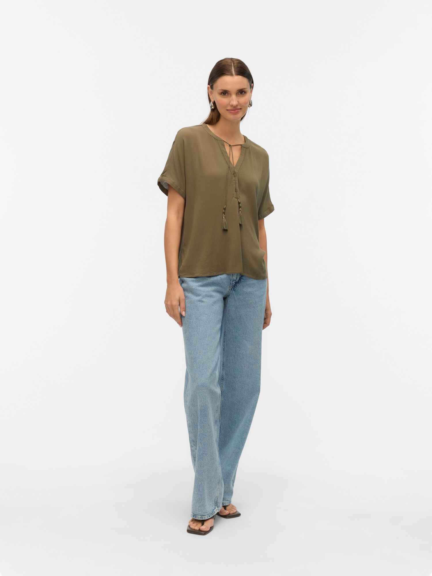 Thumbnail - VERO MODA Bluse VMBENTE SS WIDE TOP WVN GA