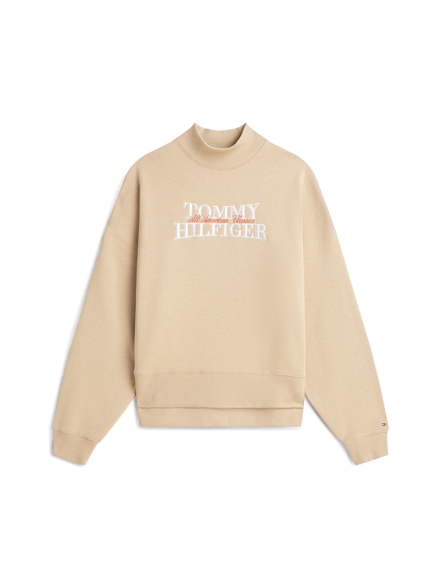 TOMMY HILFIGER Sudadera 'CLASSIC'  beige / rojo vivo / blanco