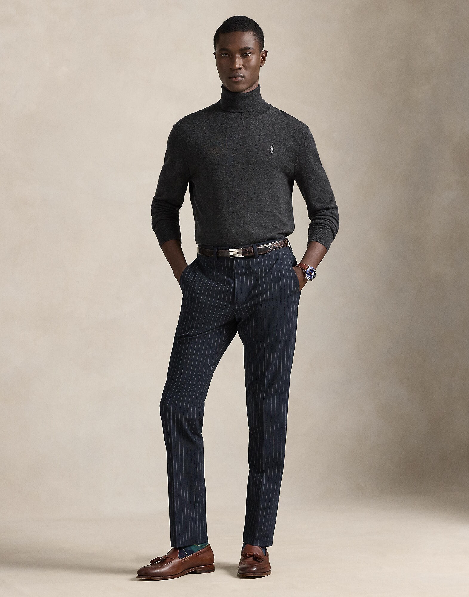 Polo Ralph Lauren Pantalón de pinzas  navy / blanco – imagen 4