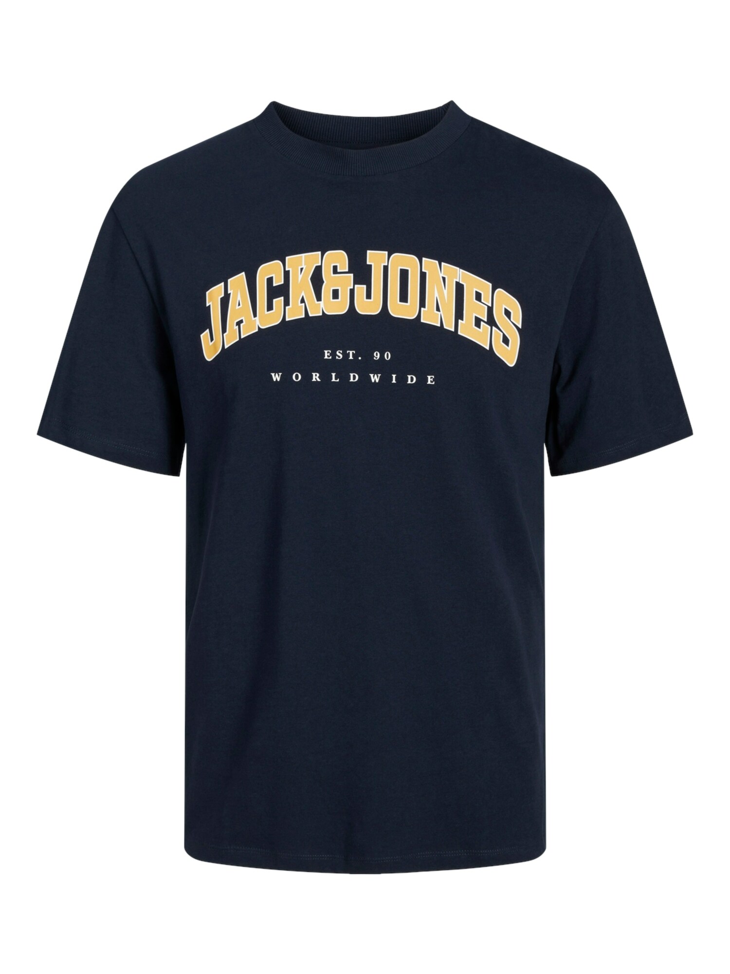 JACK & JONES Tričko 'JJCaleb'  námornícka modrá / šafránová / biela