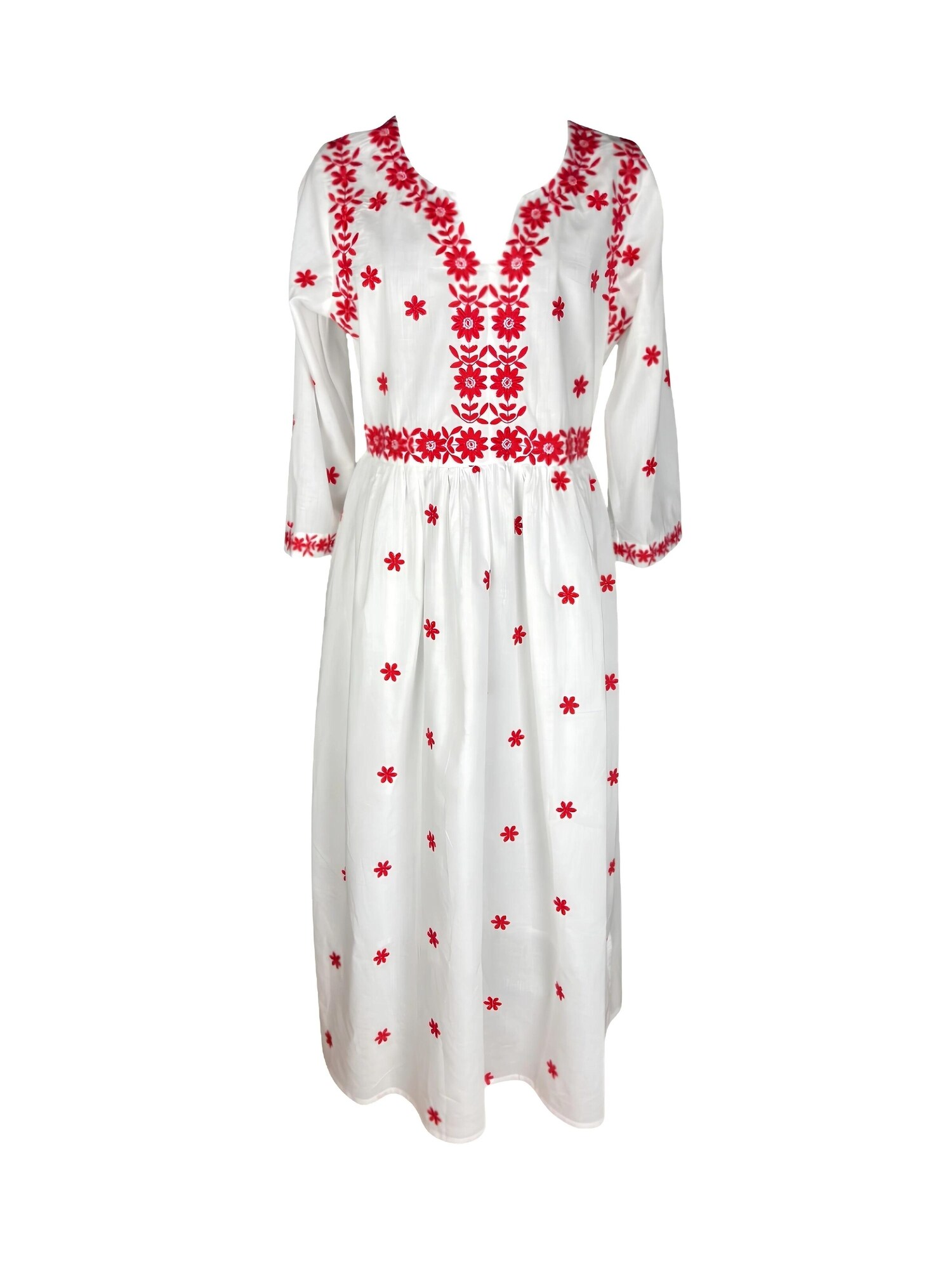 Rody’s forever Vestido 'Damenkleid S25 weiß/rot , marimea L' blanco