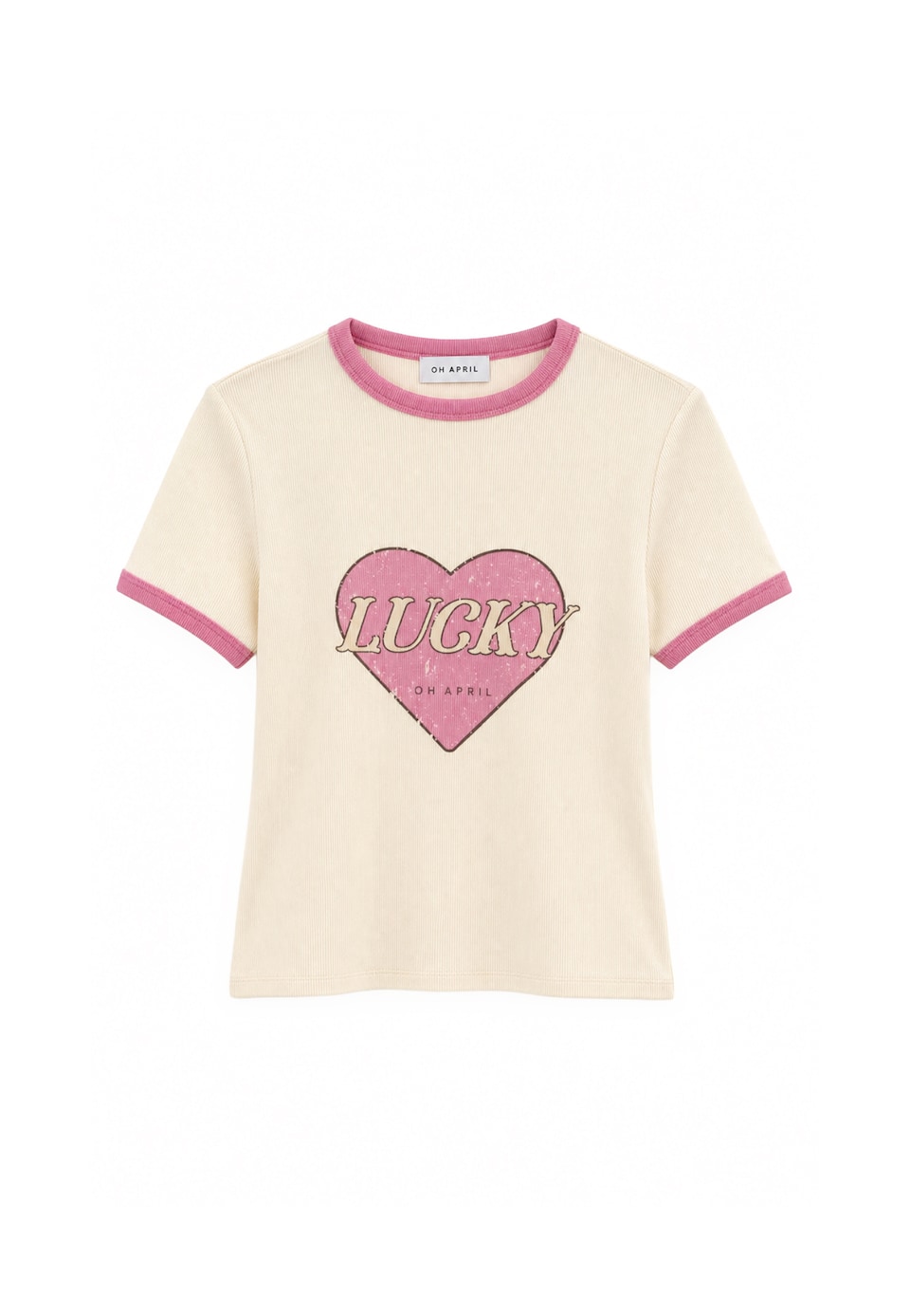 T-shirt 'Lucky Heart' ljusrosa / svart
