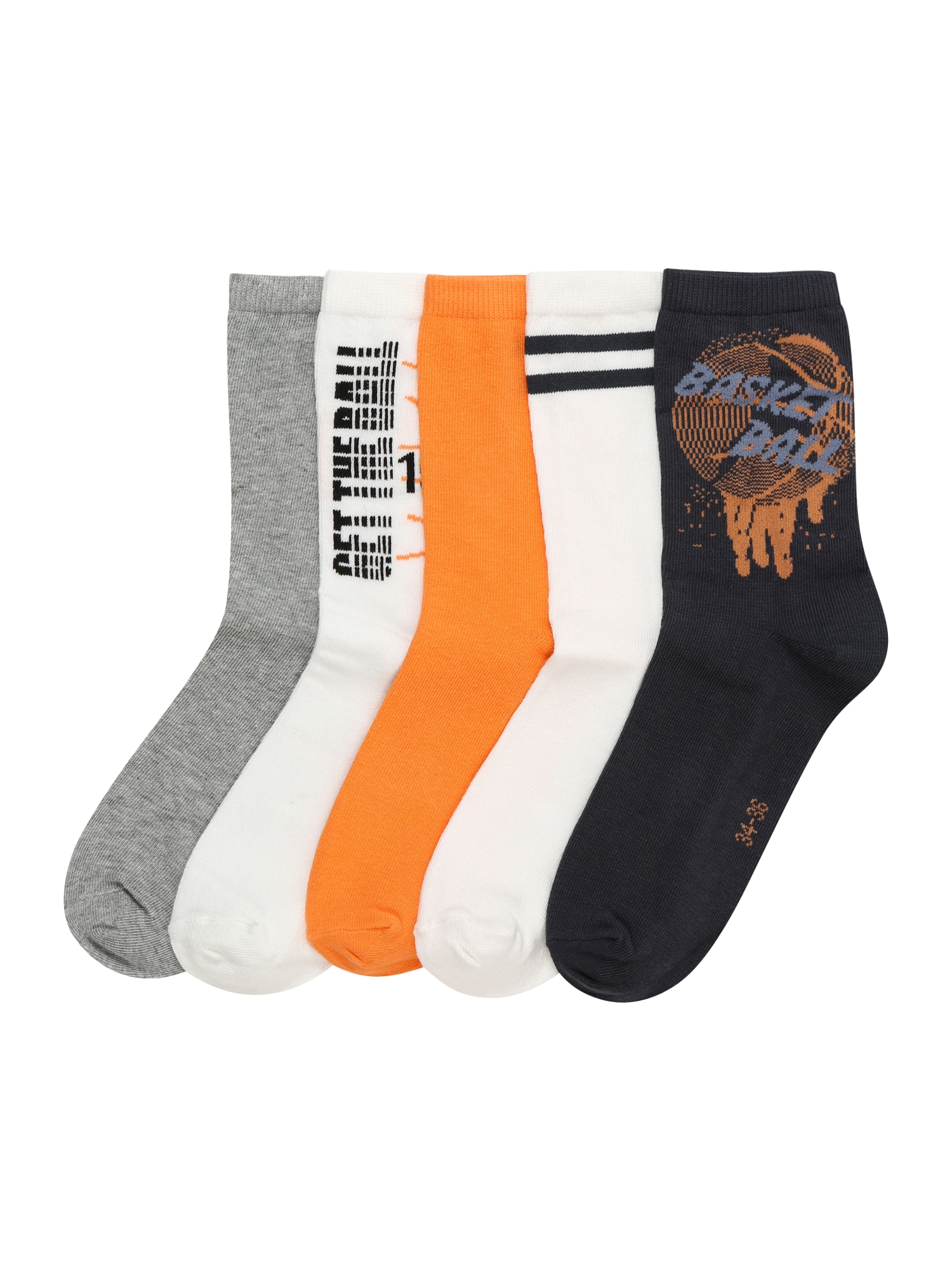 NAME IT Ponožky 'VAKS'  tmavomodrá / sivá melírovaná / oranžová / biela