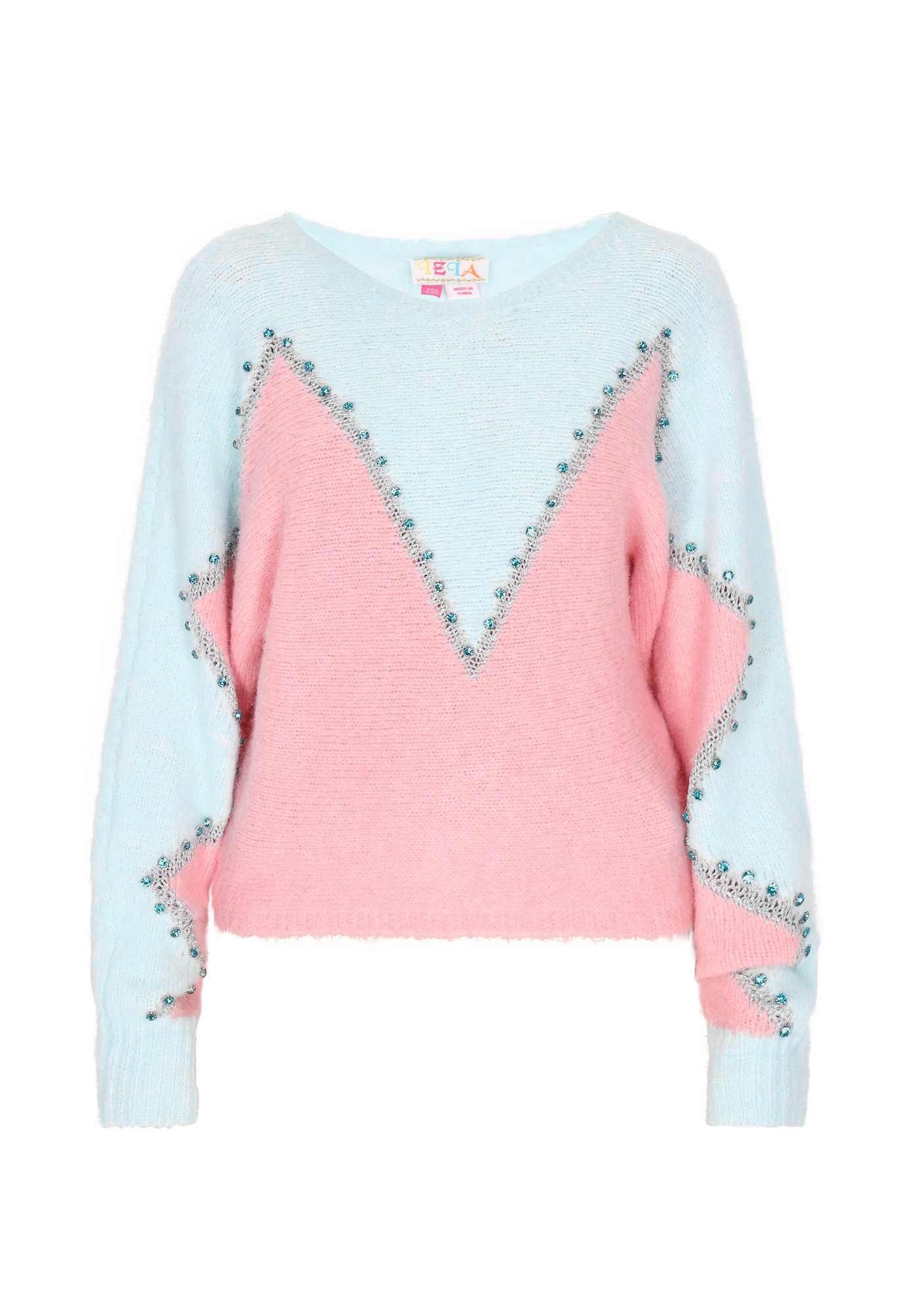 IZIA Pulover  albastru pastel / roz / argintiu