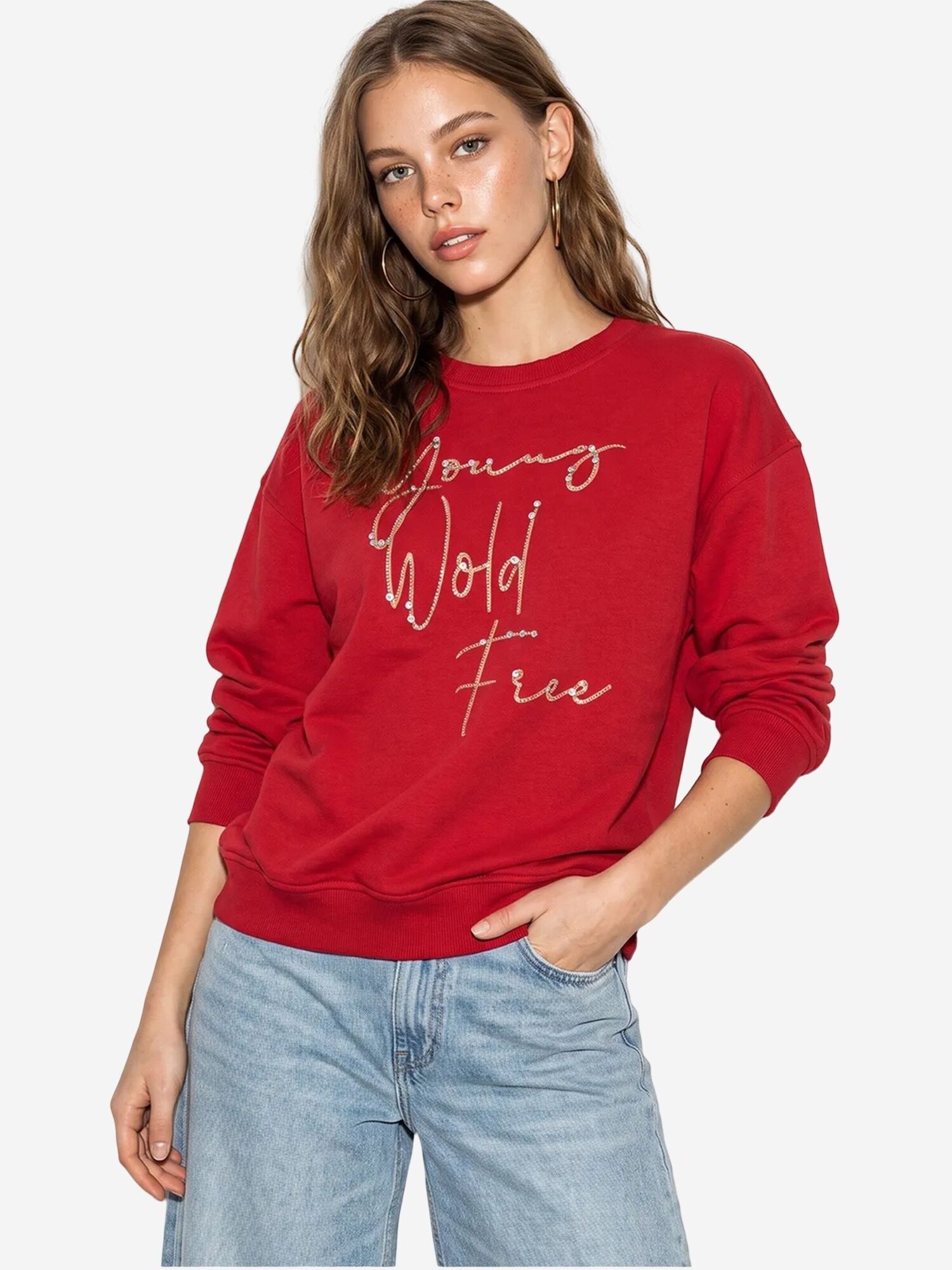 Bianco Lucci Sweater majica 'Sweatshirts' crvena