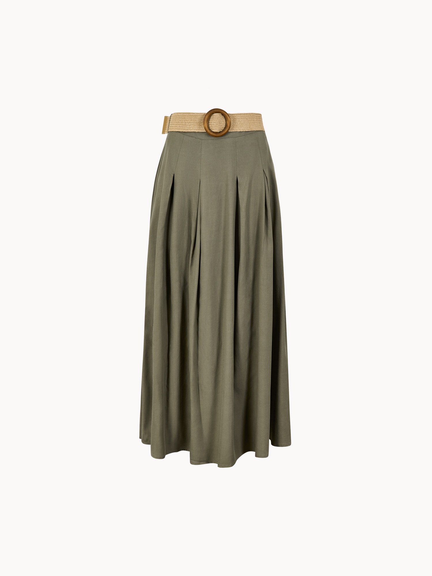 Apricot Boho Belted Midi Skirt