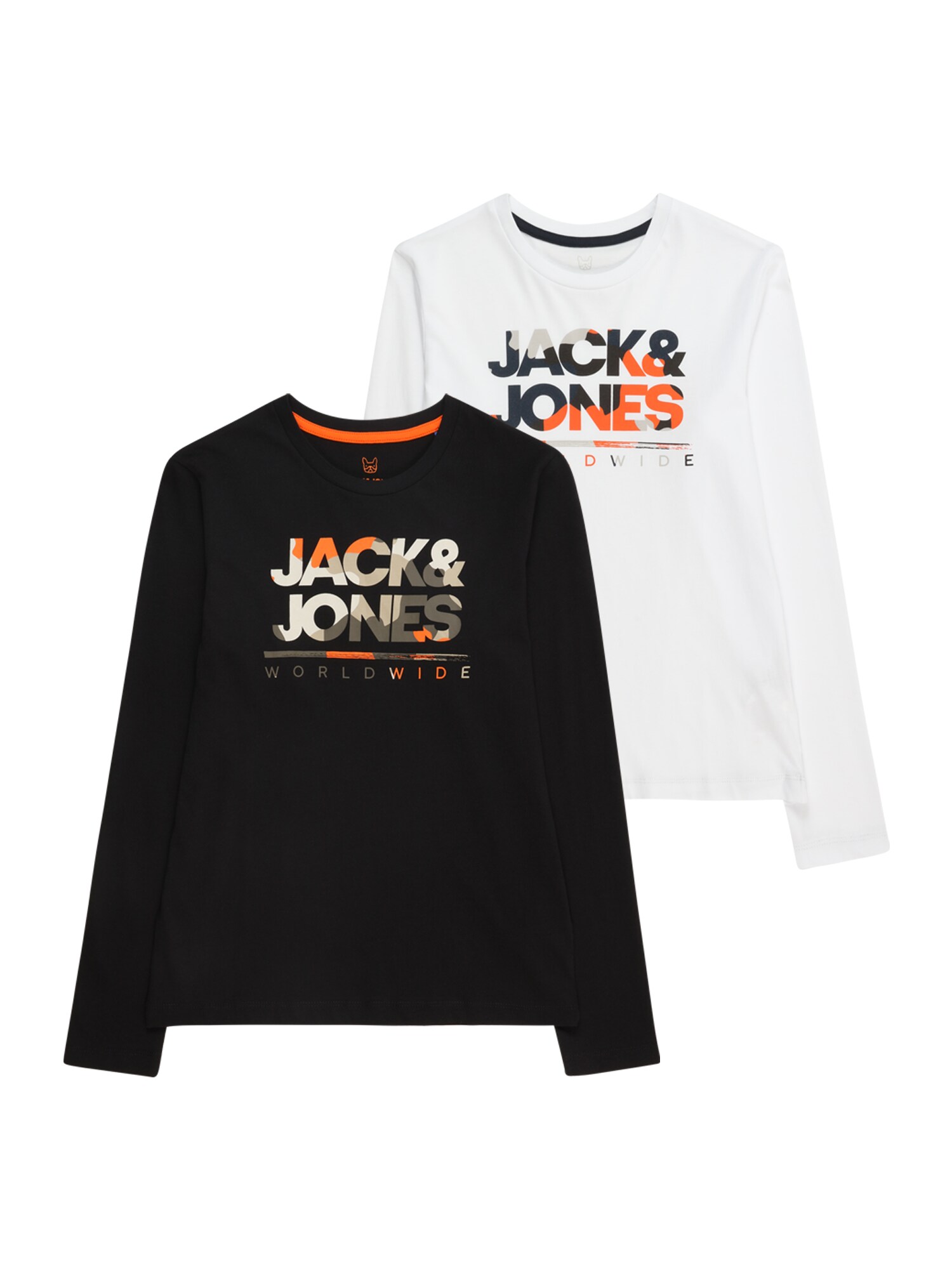 Jack & Jones Junior Tričko 'JJLUKE'  námornícka modrá / sivá / oranžová / biela