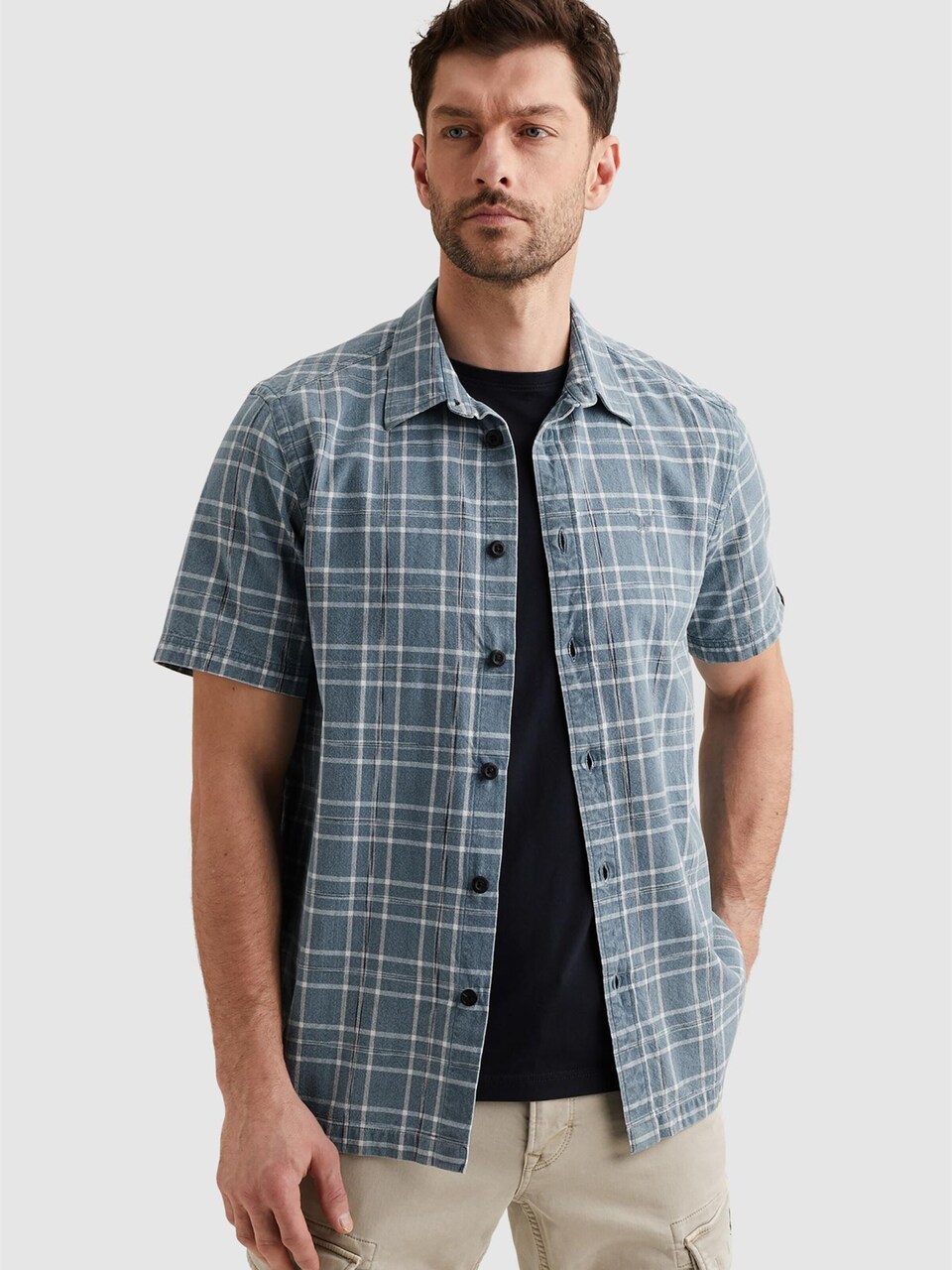 Skjorta 'Shirt with short sleeves and check pattern'