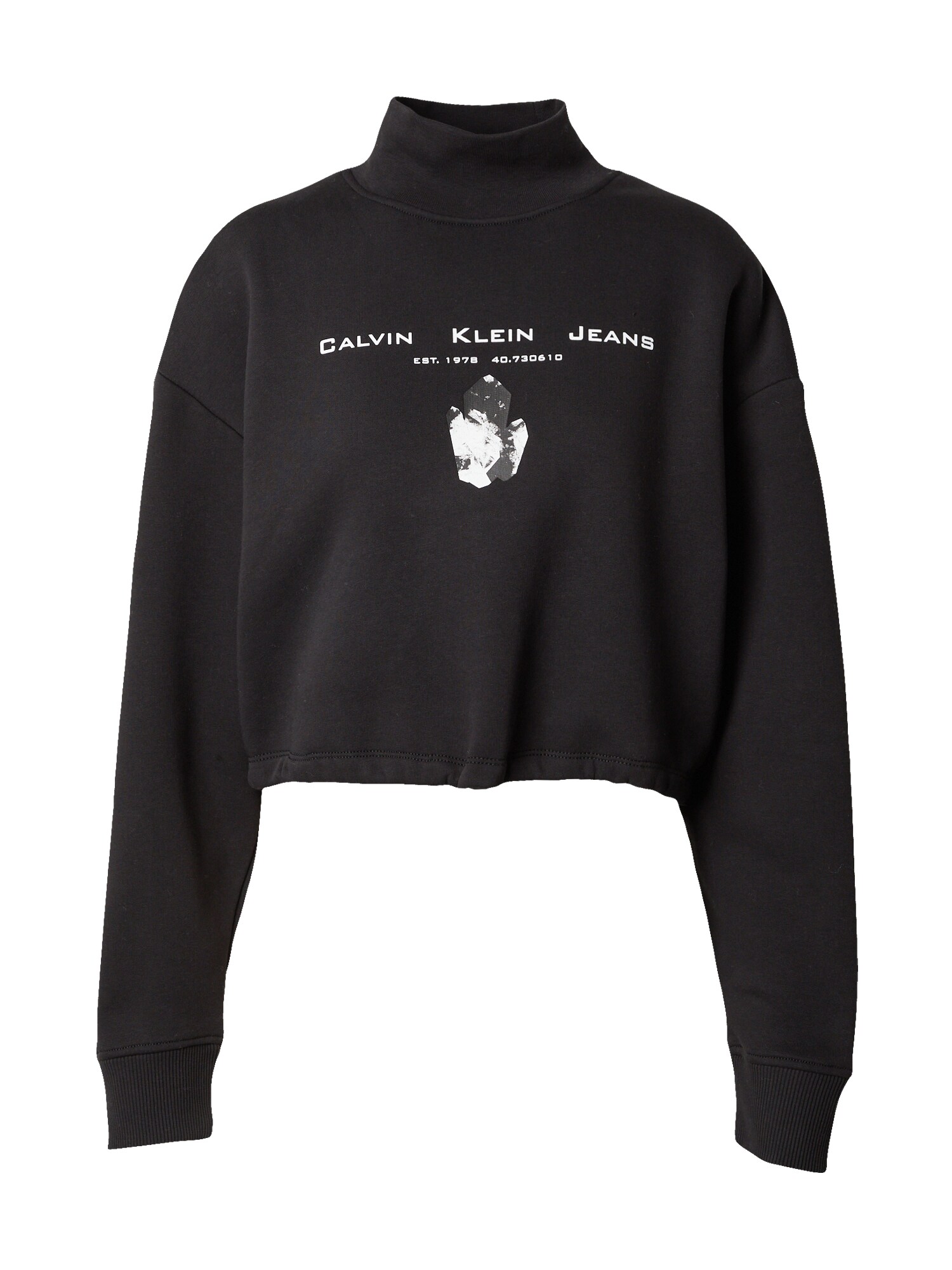 Calvin Klein Jeans Mikina 'DIAMOND'  čierna / šedobiela