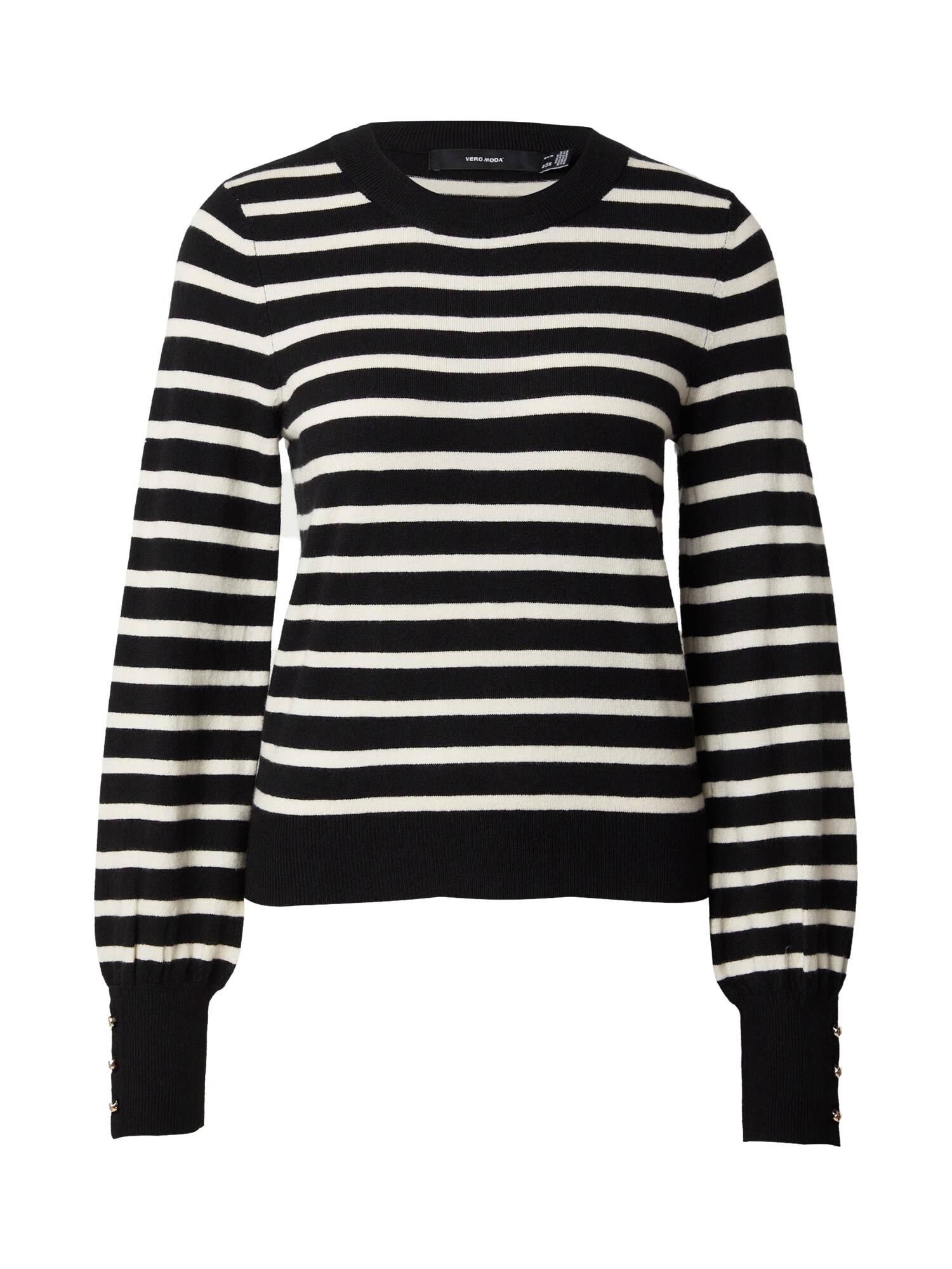 VERO MODA Sveter 'VMHAPPY'  čierna / biela