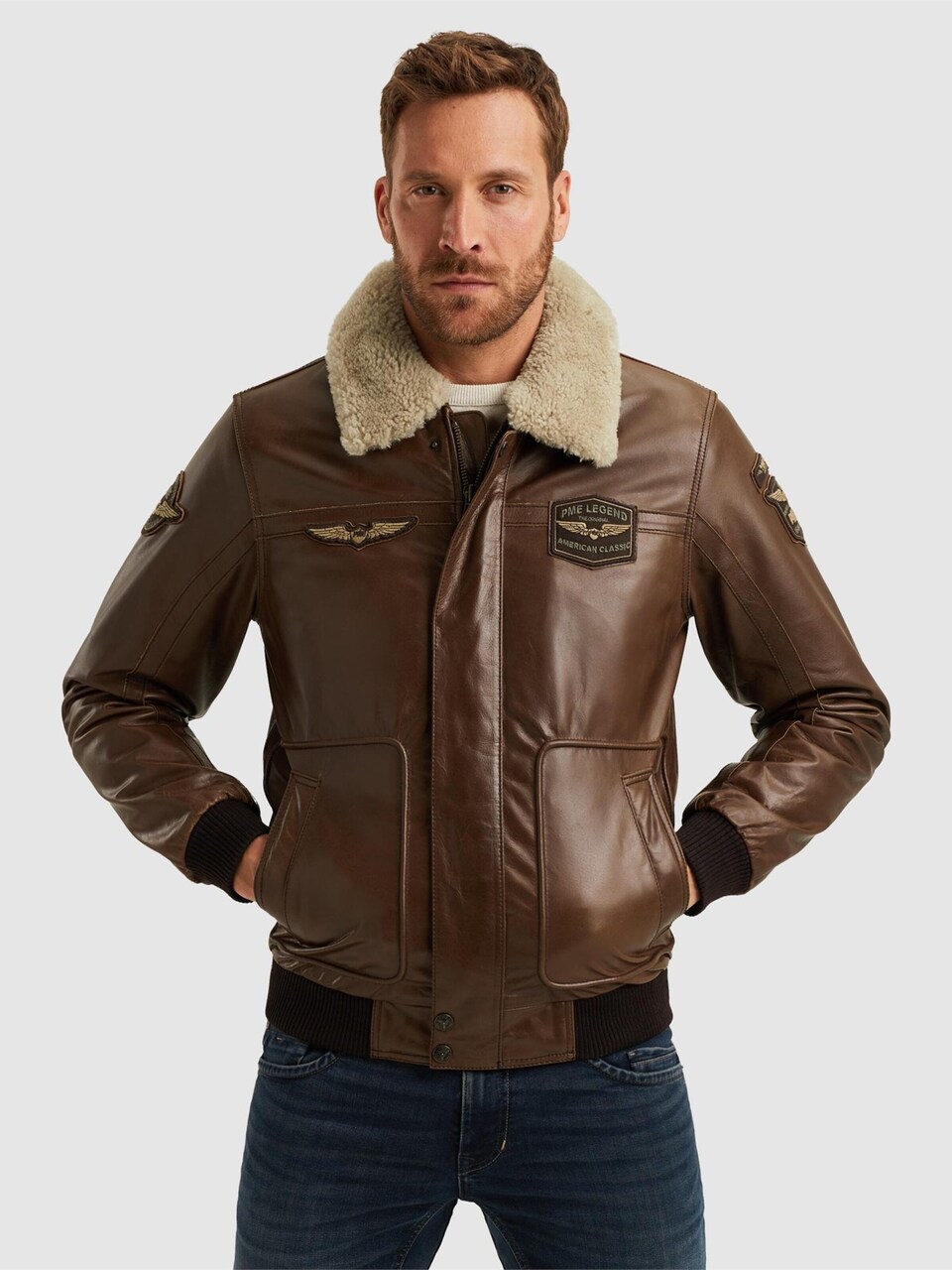 Övergångsjacka 'Hudson leather jacket'