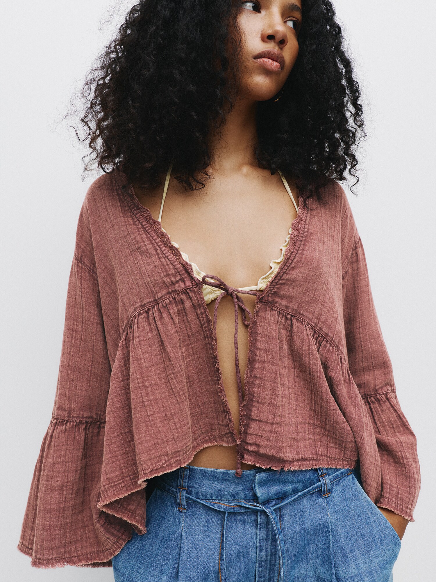 Pull&Bear Blúz  vörösáfonya termék 2. képe