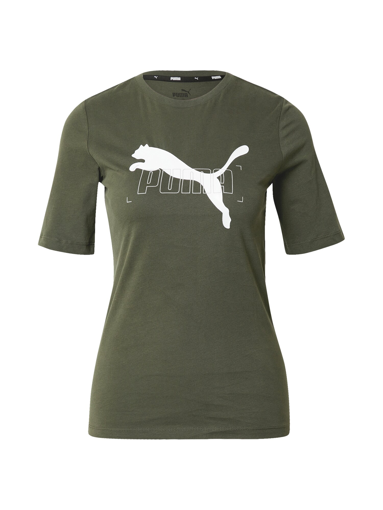PUMA Marškinėliai 'Nu-tility'  tamsiai žalia / balta