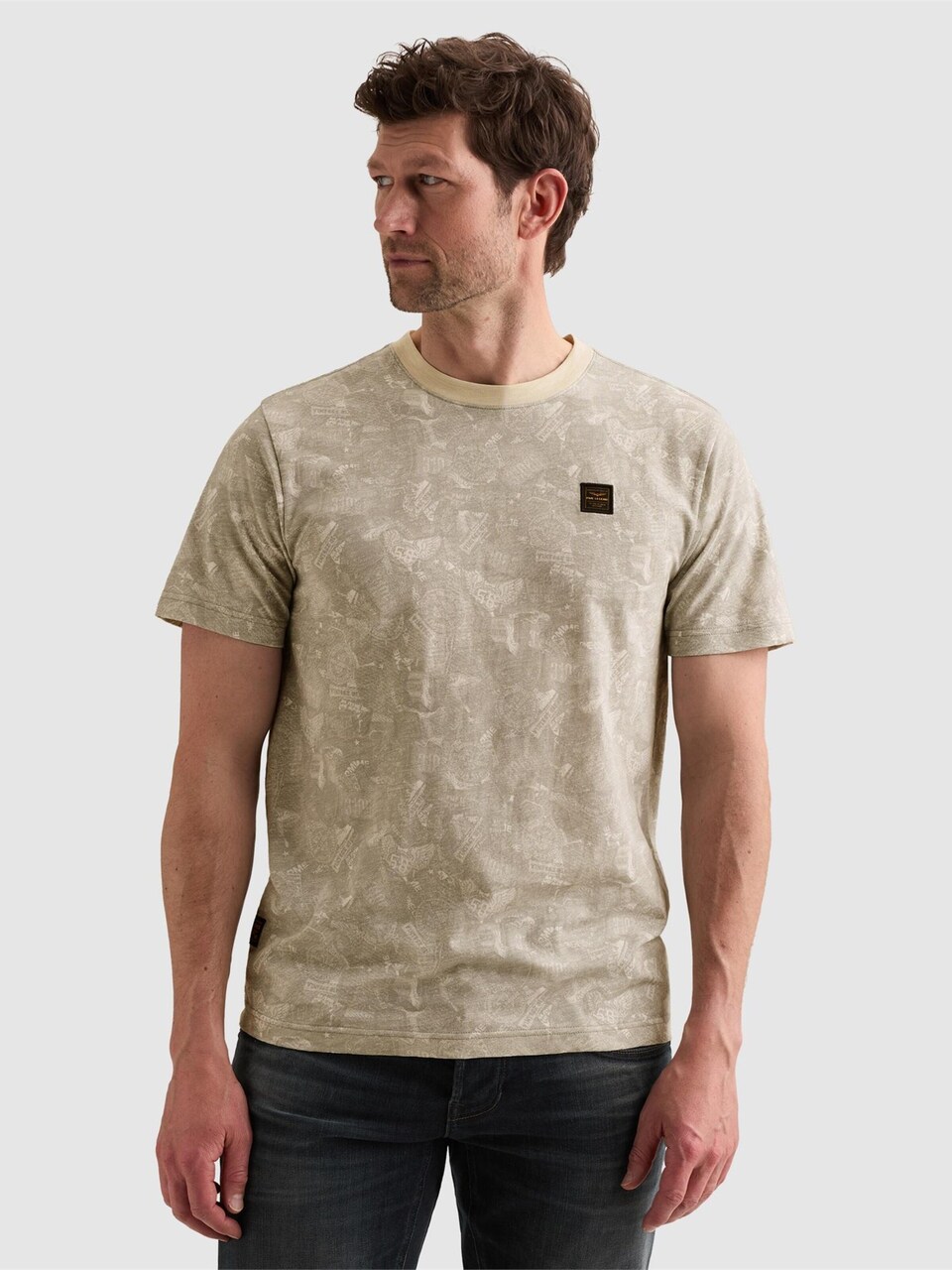 T-shirt 'T-shirt in slub jersey with subtle allover print'